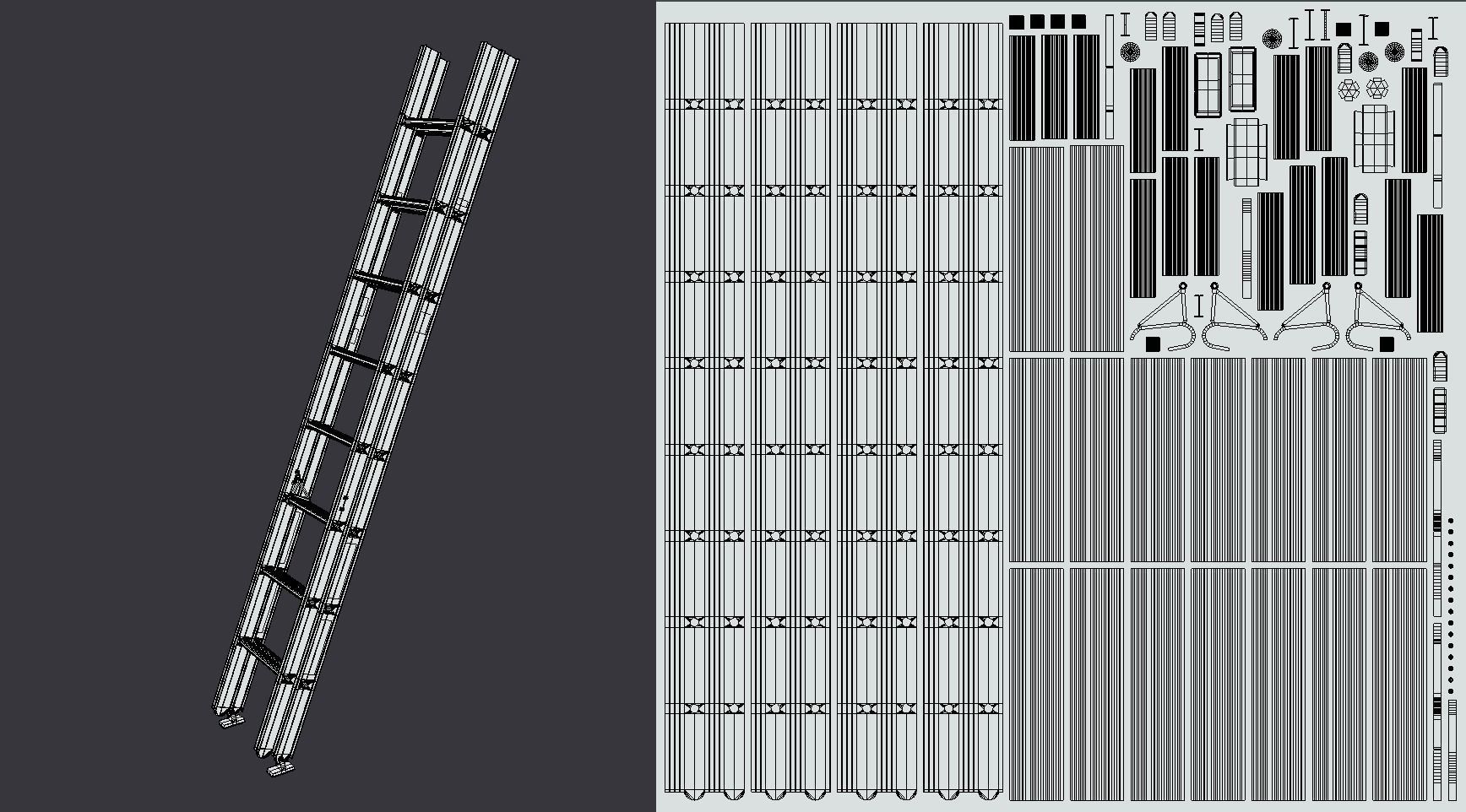 24 foot Aluminum Extension Ladder Low-poly 3D model_8