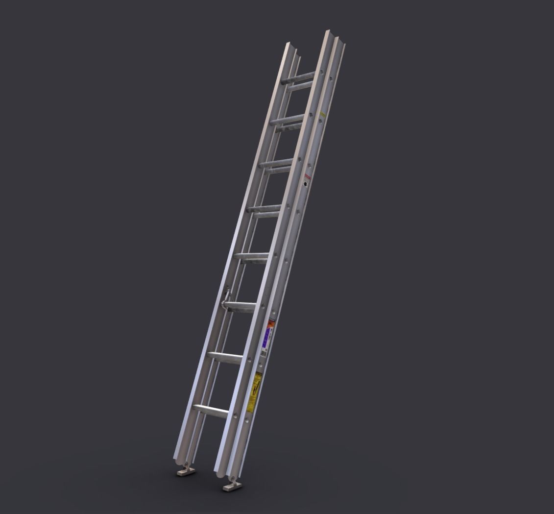 24 foot Aluminum Extension Ladder Low-poly 3D model_1
