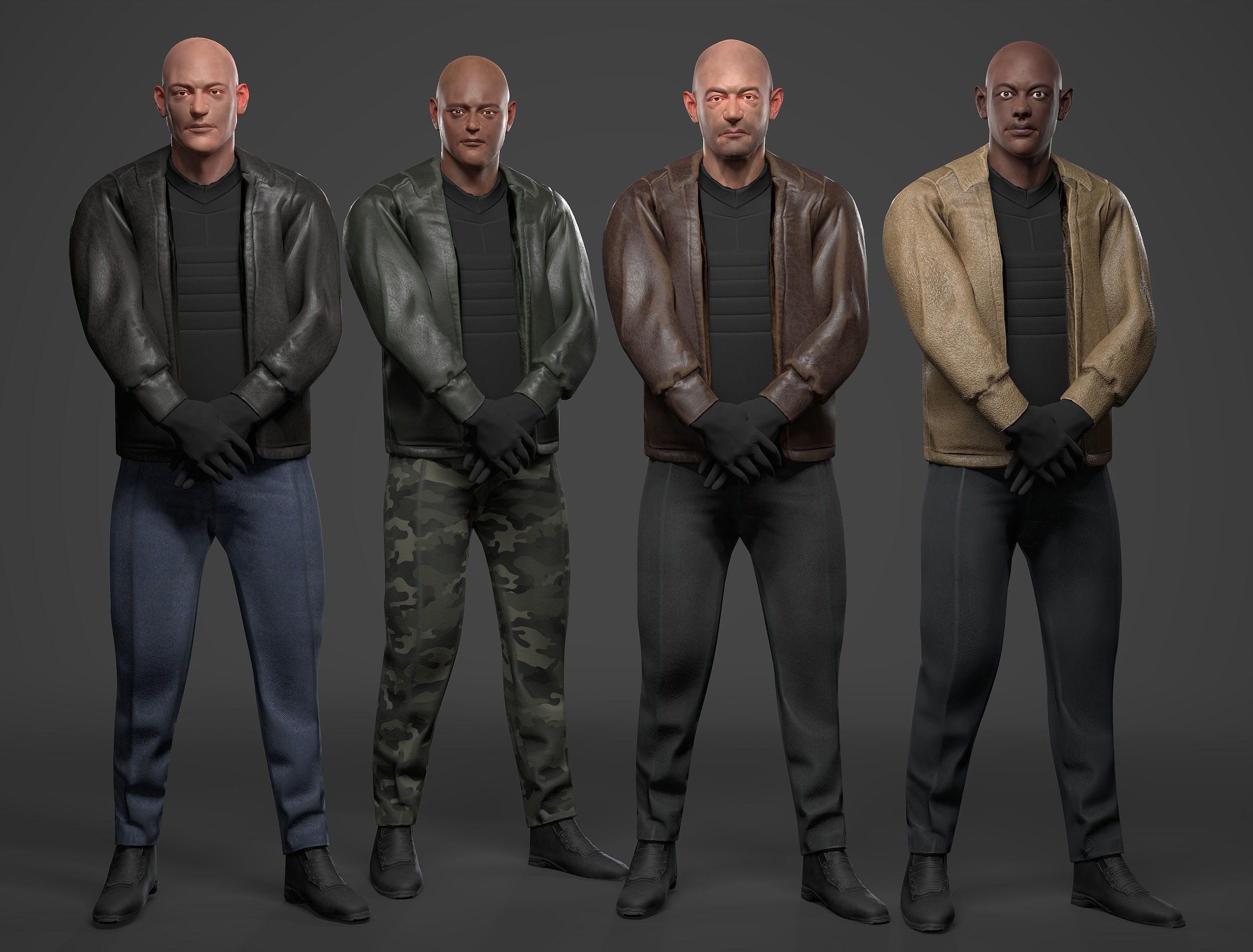 Unity Ready Bad Guys - Bodyguards Pack - Gameready  Low-poly 3D model_2