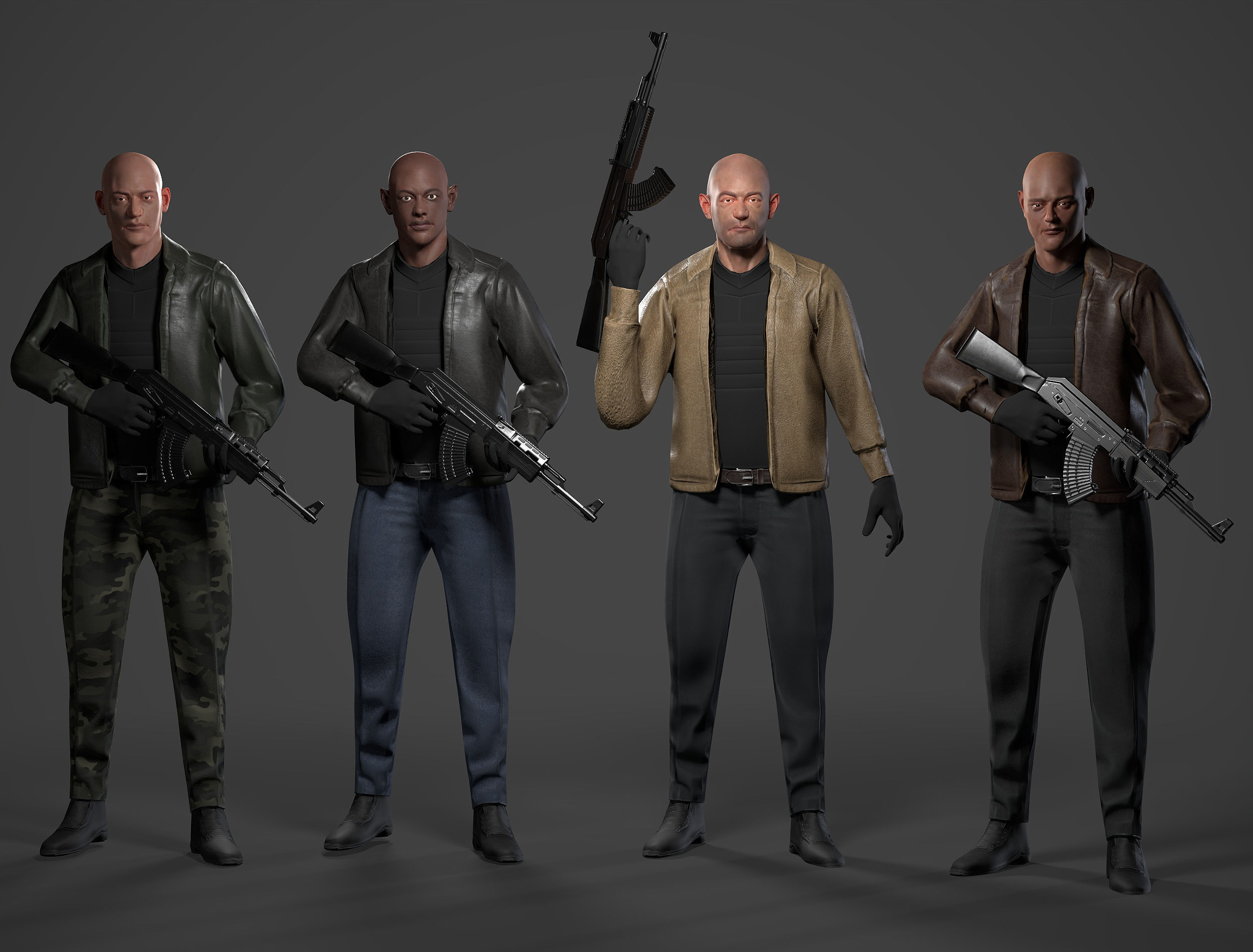 Unity Ready Bad Guys - Bodyguards Pack - Gameready  Low-poly 3D model_1