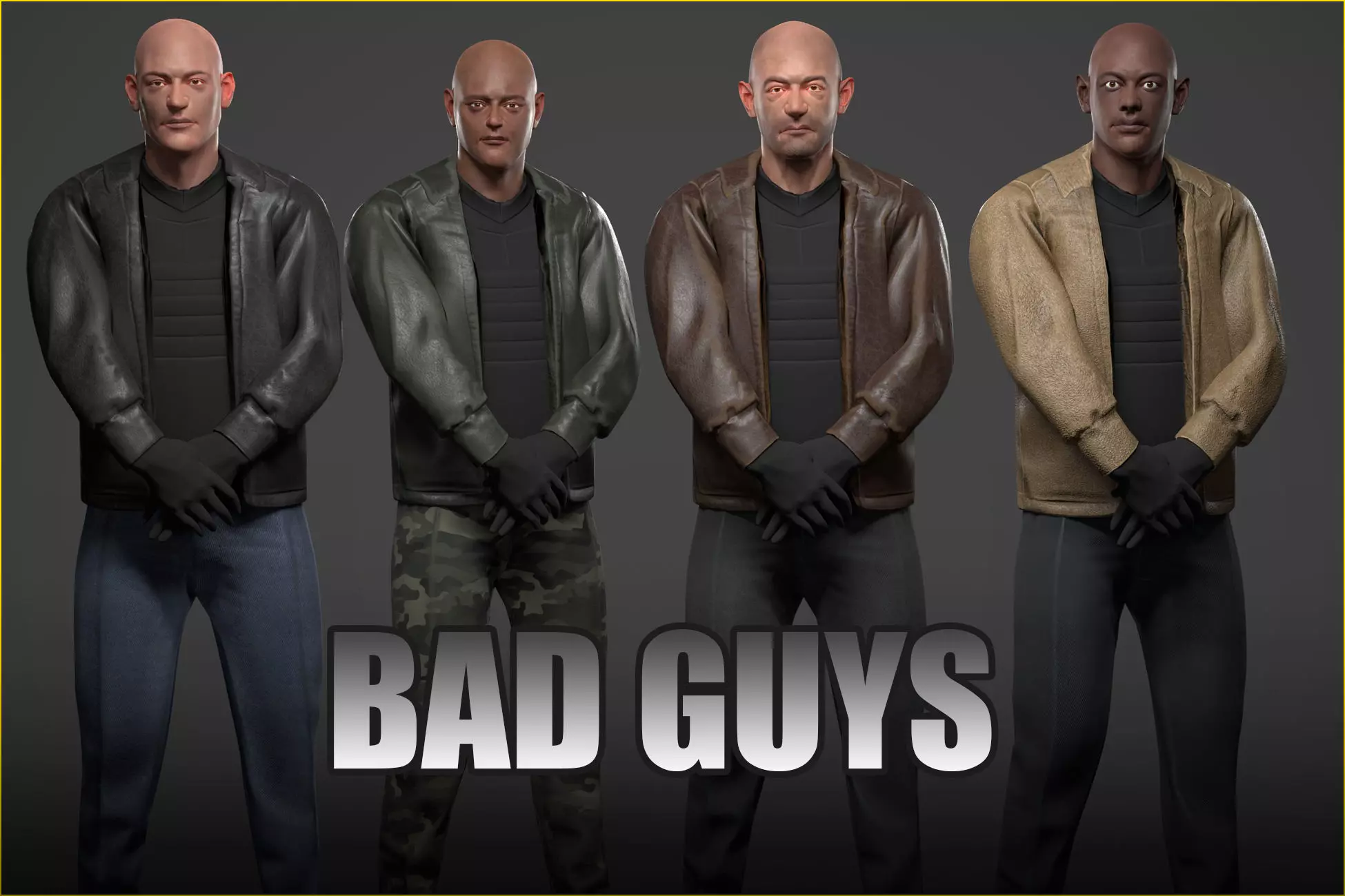 Unity Ready Bad Guys - Bodyguards Pack - Gameready  Low-poly 3D model_0