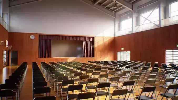 Japanese School Gym Low-poly 3D model