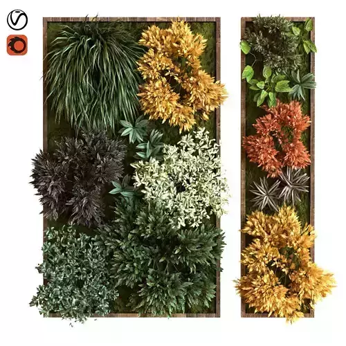 vertical plant set 038 Low-poly 3D model