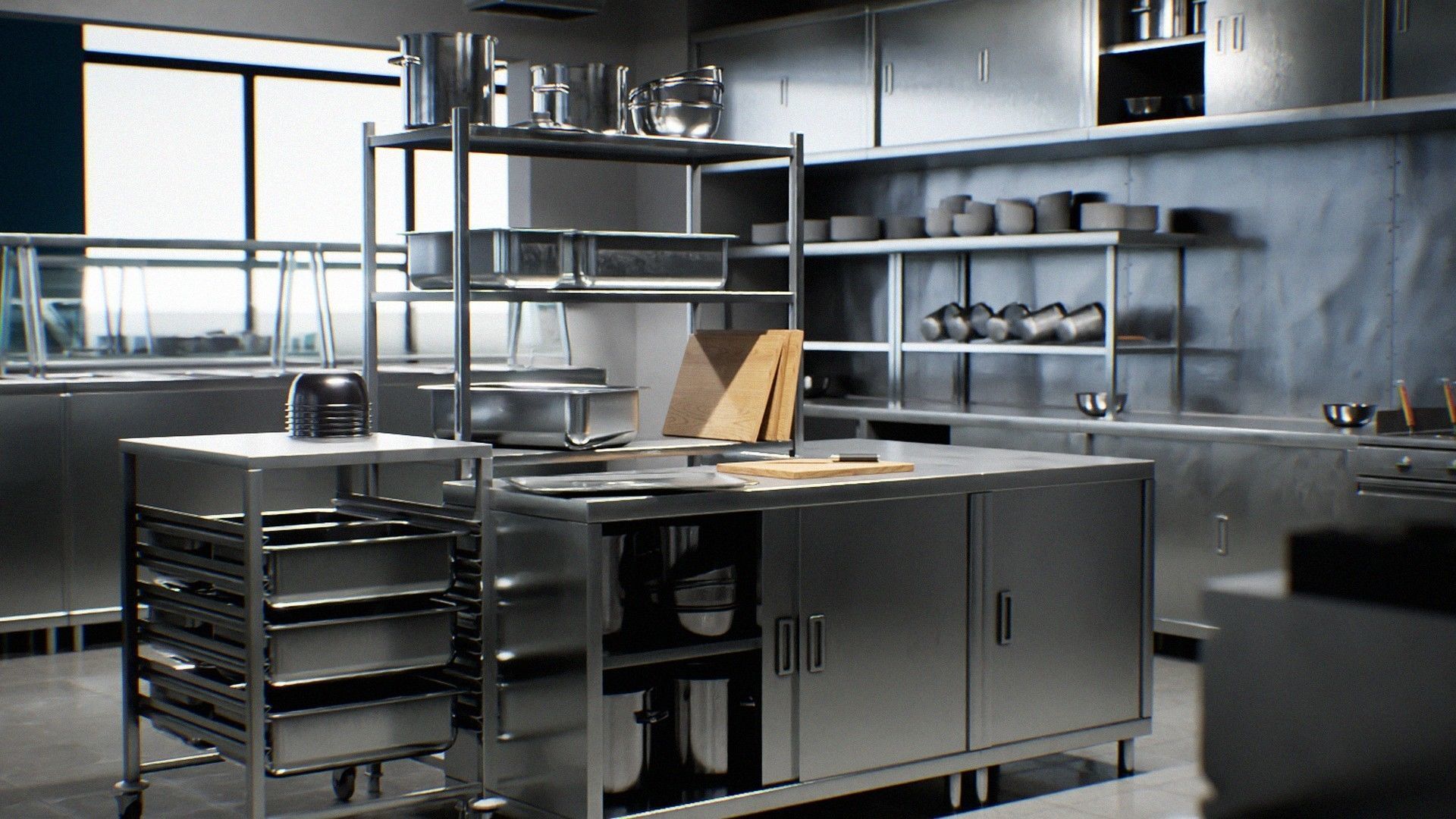 Japanese University and School Cafeteria Low-poly 3D model_13