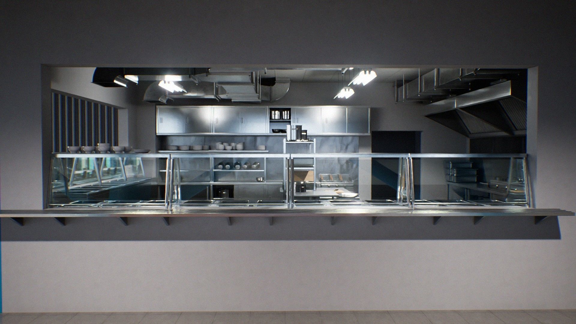 Japanese University and School Cafeteria Low-poly 3D model_14