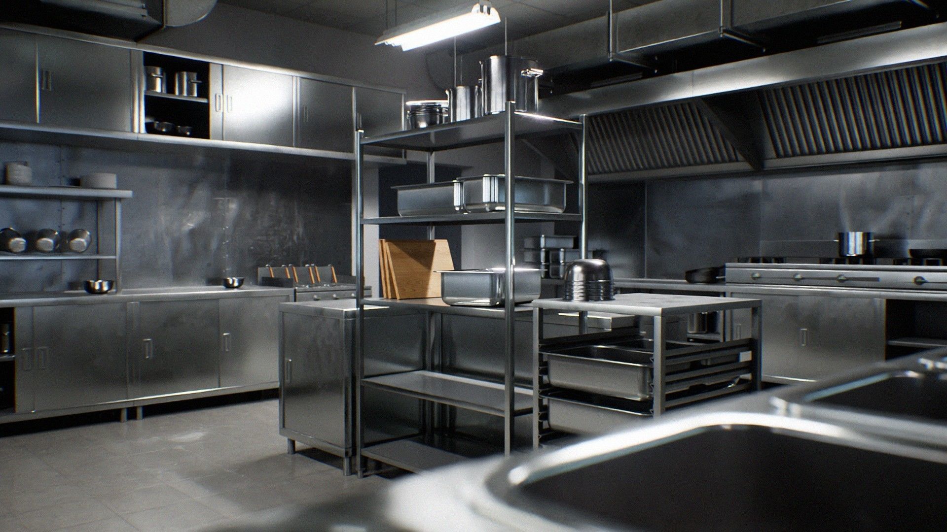 Japanese University and School Cafeteria Low-poly 3D model_6