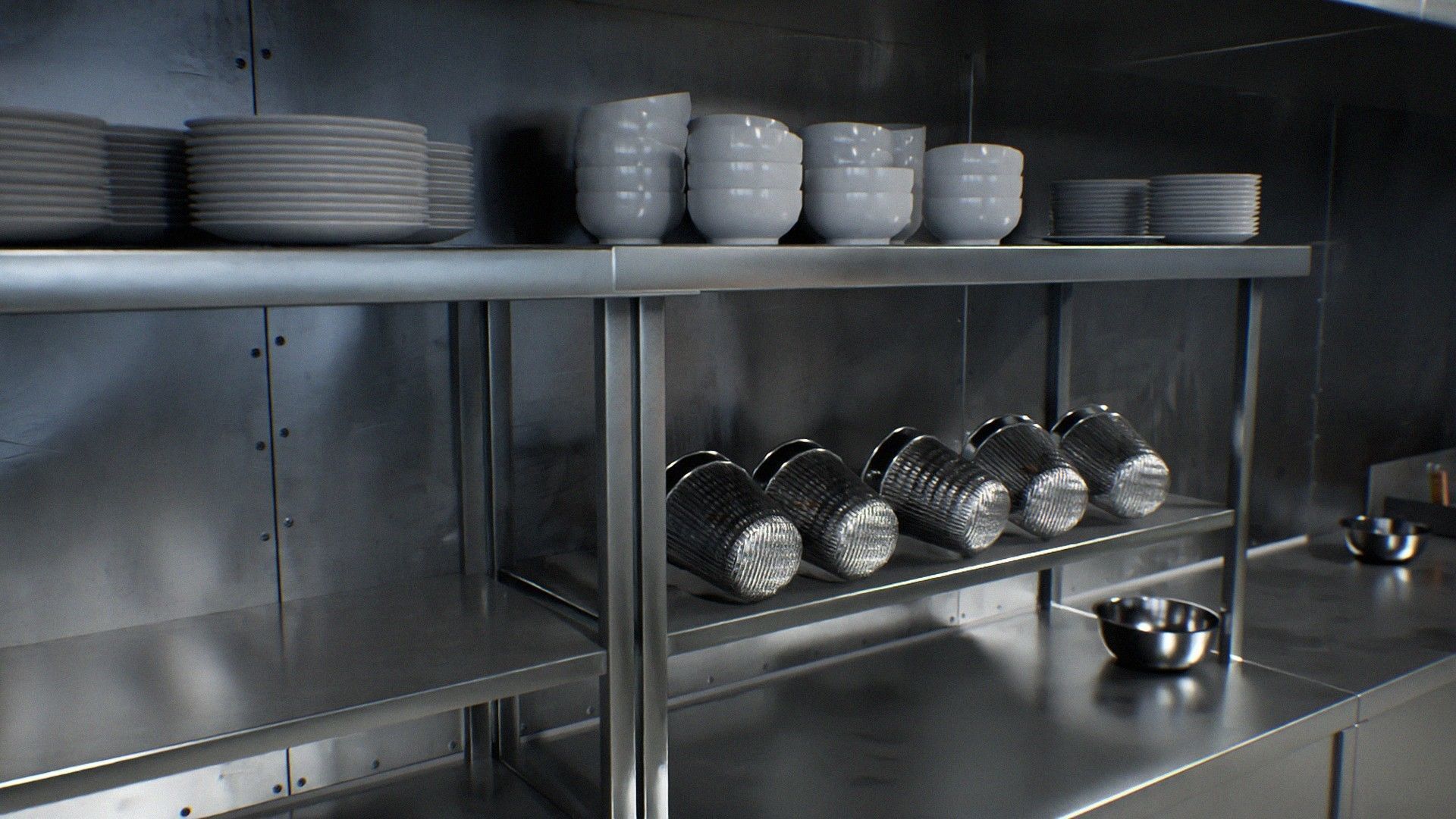 Japanese University and School Cafeteria Low-poly 3D model_9