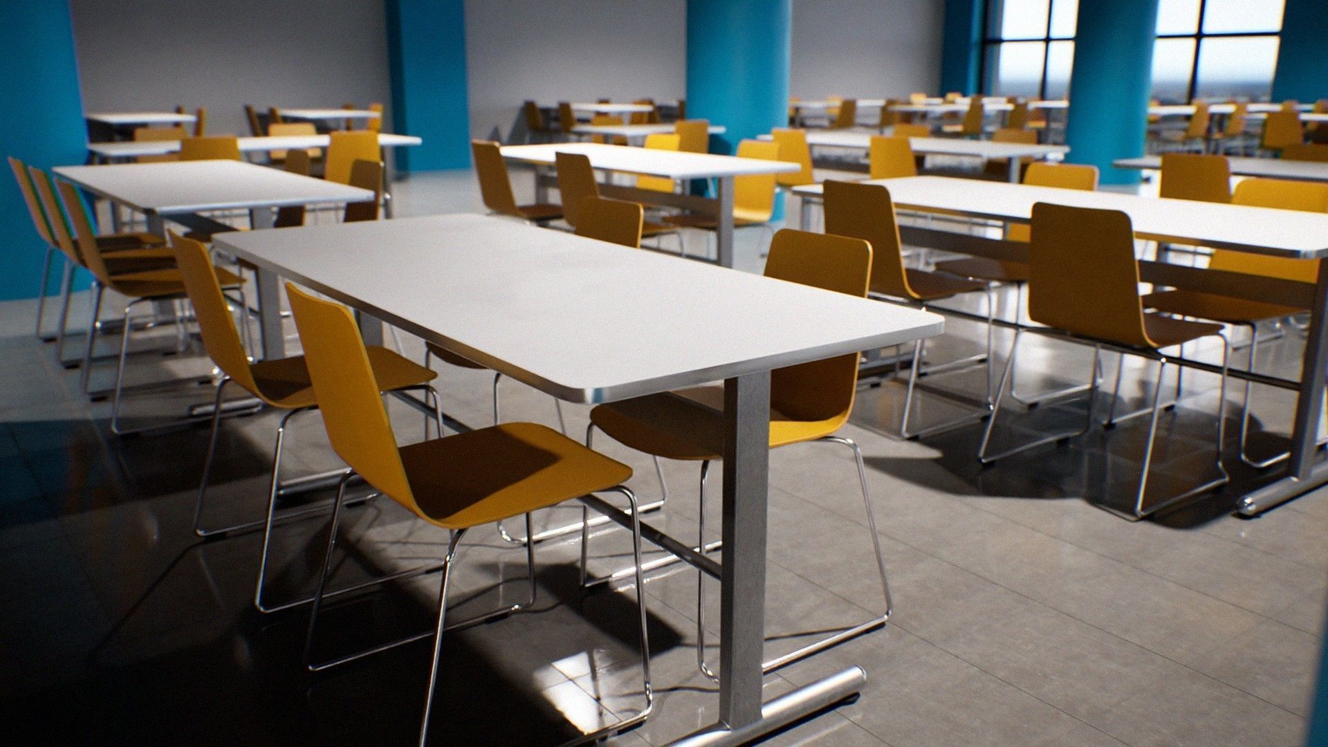 Japanese University and School Cafeteria Low-poly 3D model_17