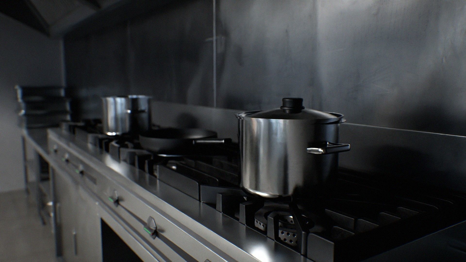 Japanese University and School Cafeteria Low-poly 3D model_7