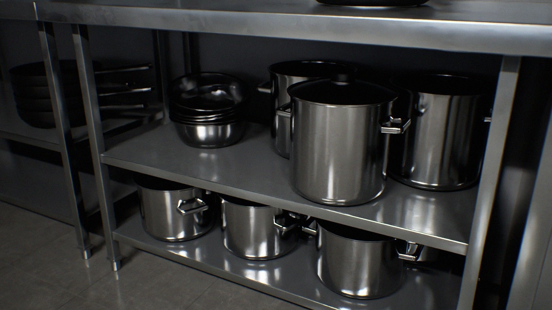 Japanese University and School Cafeteria Low-poly 3D model_11