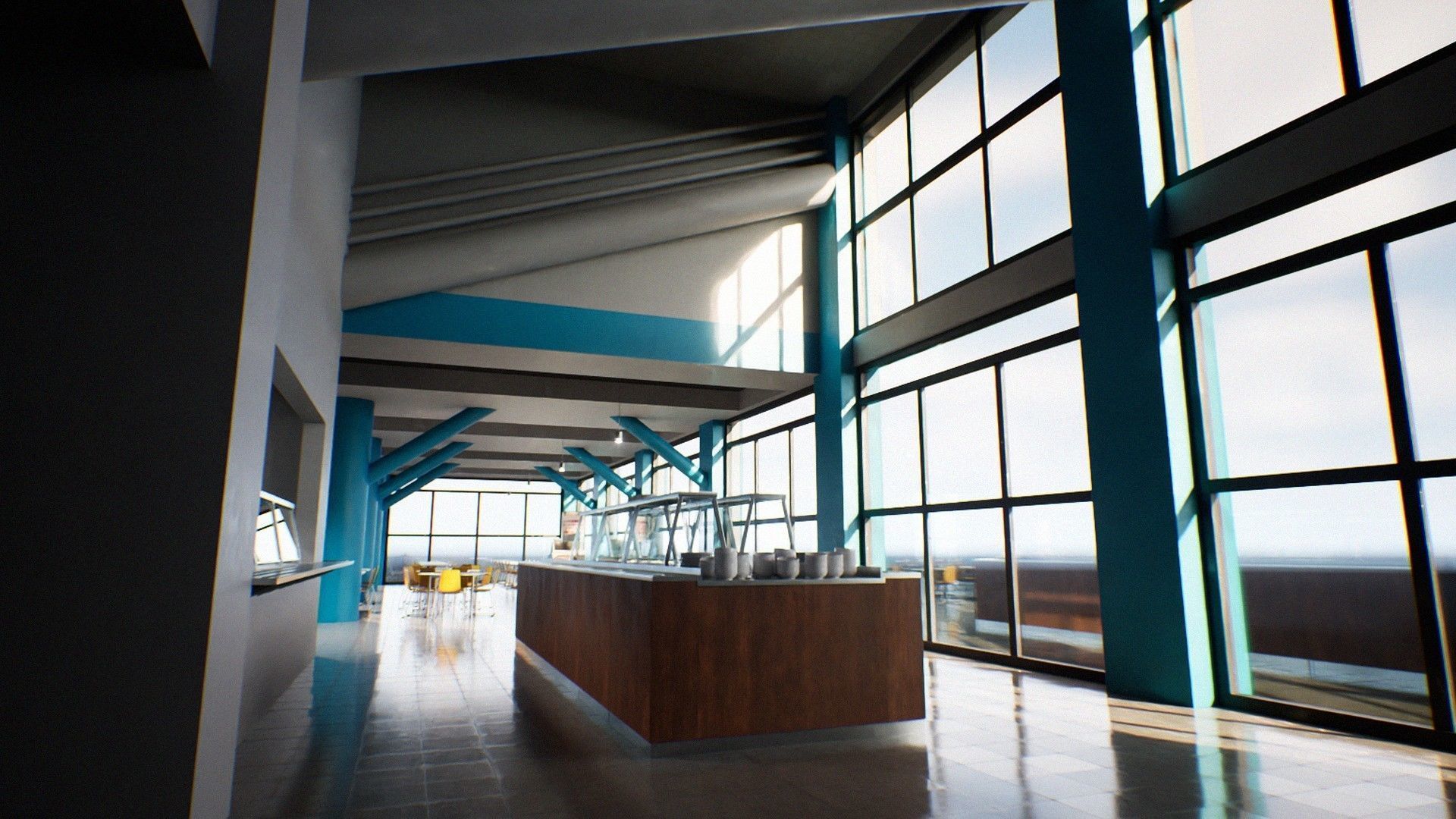 Japanese University and School Cafeteria Low-poly 3D model_21