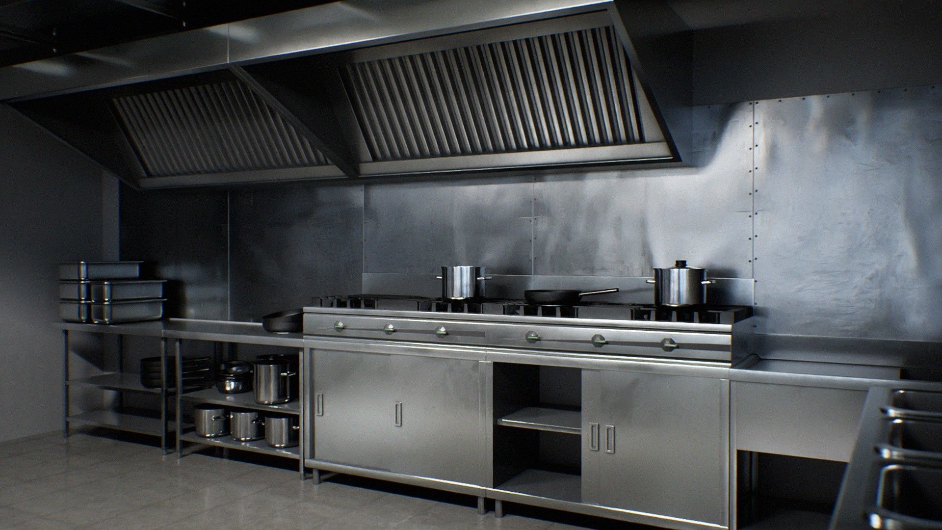 Japanese University and School Cafeteria Low-poly 3D model_16