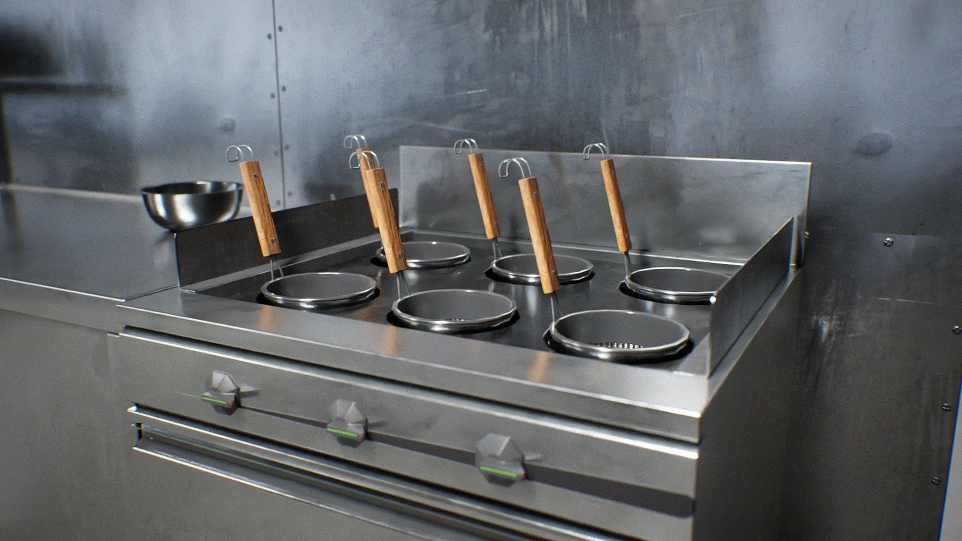 Japanese University and School Cafeteria Low-poly 3D model_10