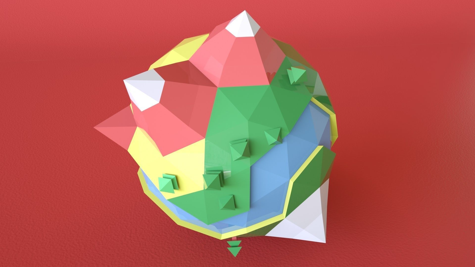 Low Poly Planet 3D Model origami egg Low-poly 3D model_1