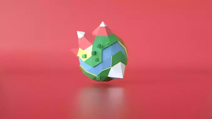 Low Poly Planet 3D Model origami egg