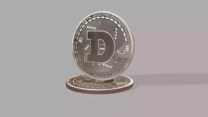 Dogecoin coin with letter d 3D model
