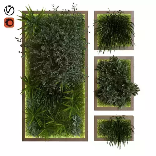 green wall set 039 Low-poly 3D model