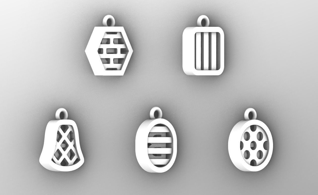 Initial letter charm with 5 different shapes - Alphabet B 3D print model_8