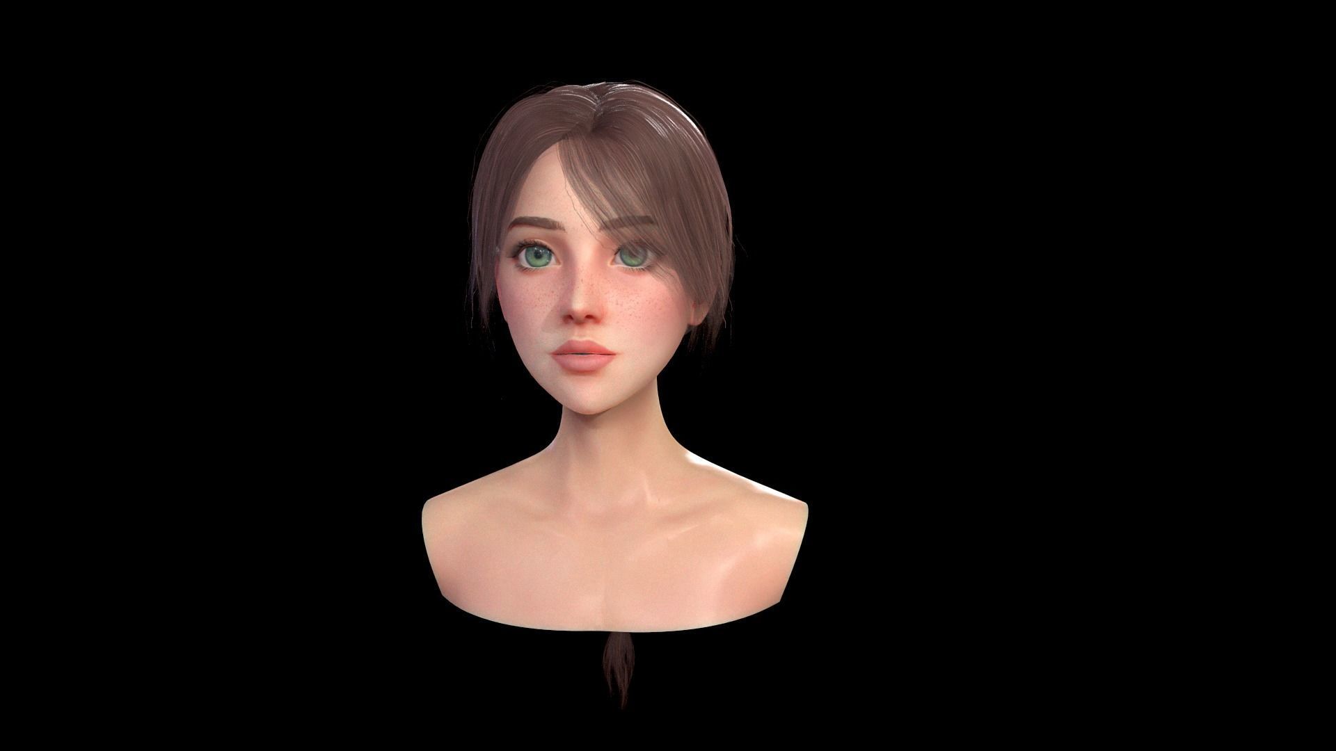 Realtime Long Braid Hairstyle - Game Ready  Low-poly 3D model_6