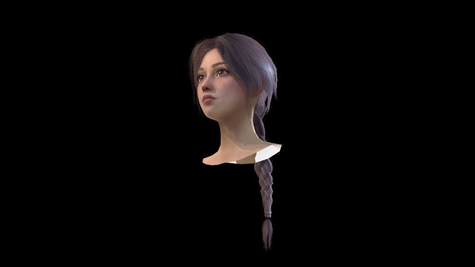 Realtime Long Braid Hairstyle - Game Ready  Low-poly 3D model_11