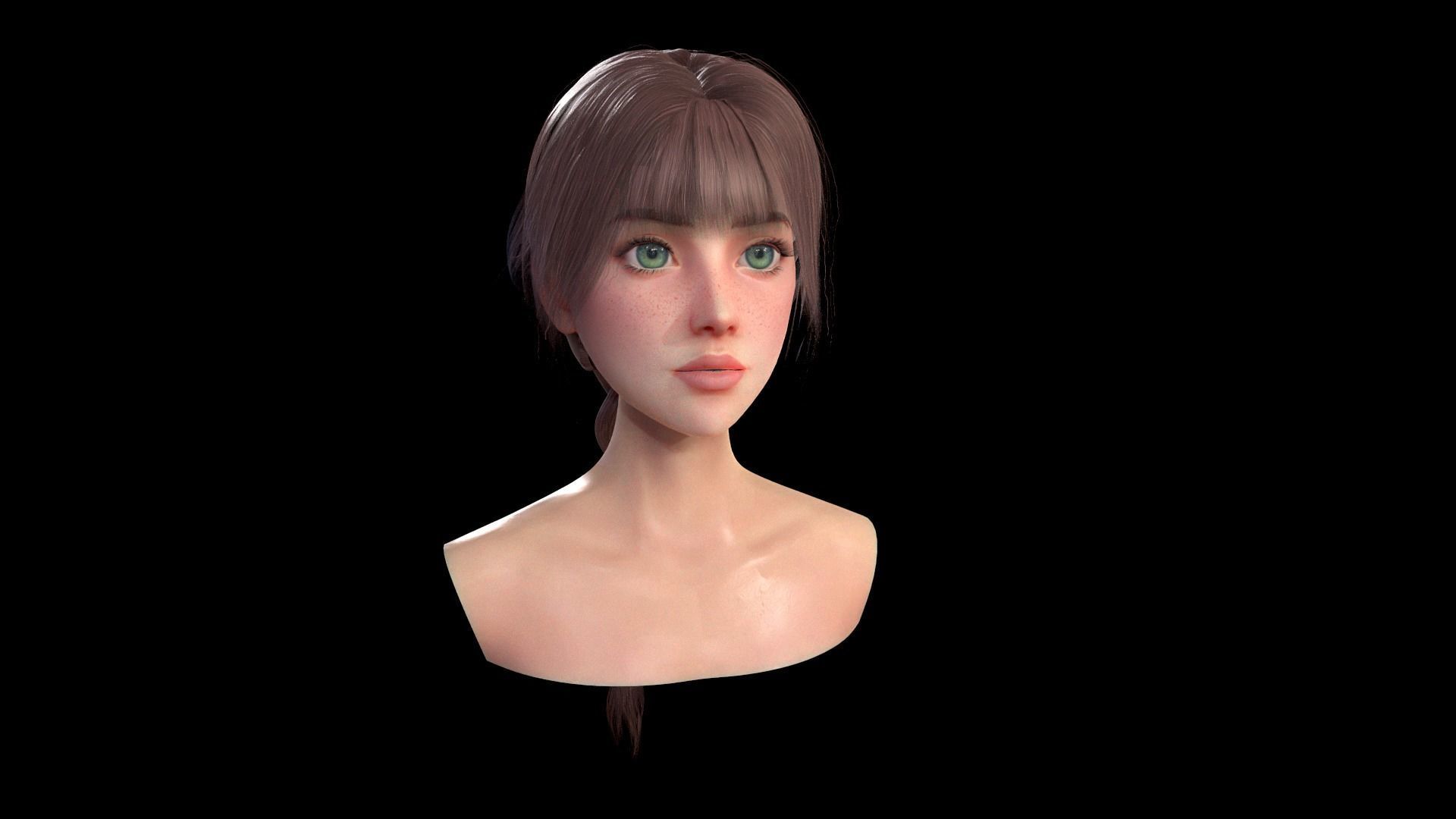 Realtime Long Braid Hairstyle - Game Ready  Low-poly 3D model_7