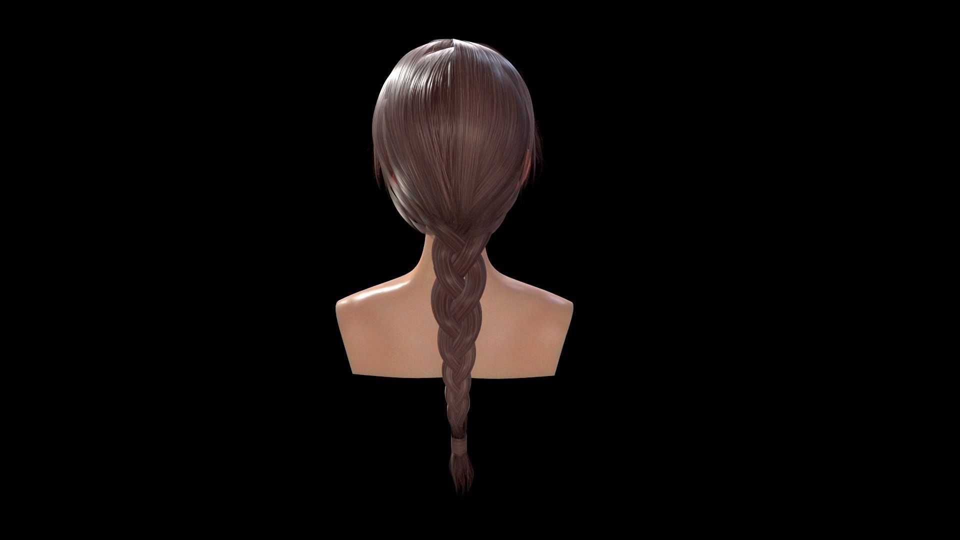 Realtime Long Braid Hairstyle - Game Ready  Low-poly 3D model_5