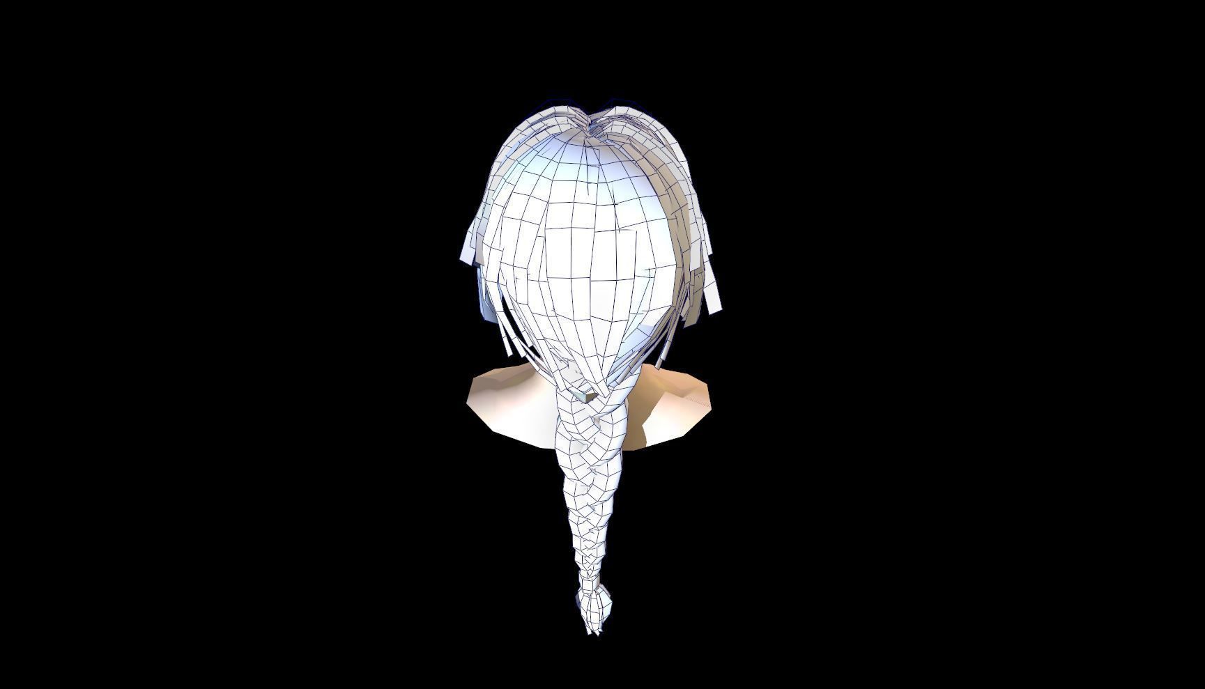 Realtime Long Braid Hairstyle - Game Ready  Low-poly 3D model_15