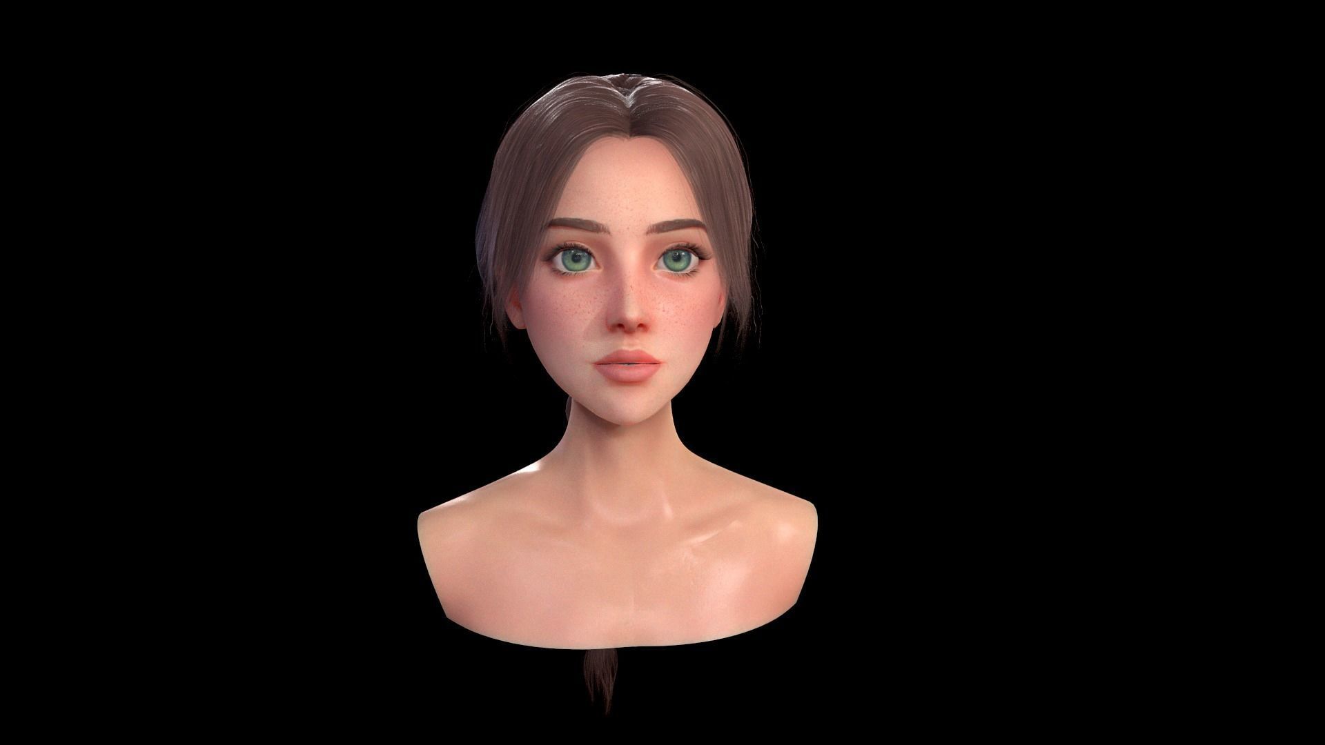 Realtime Long Braid Hairstyle - Game Ready  Low-poly 3D model_4