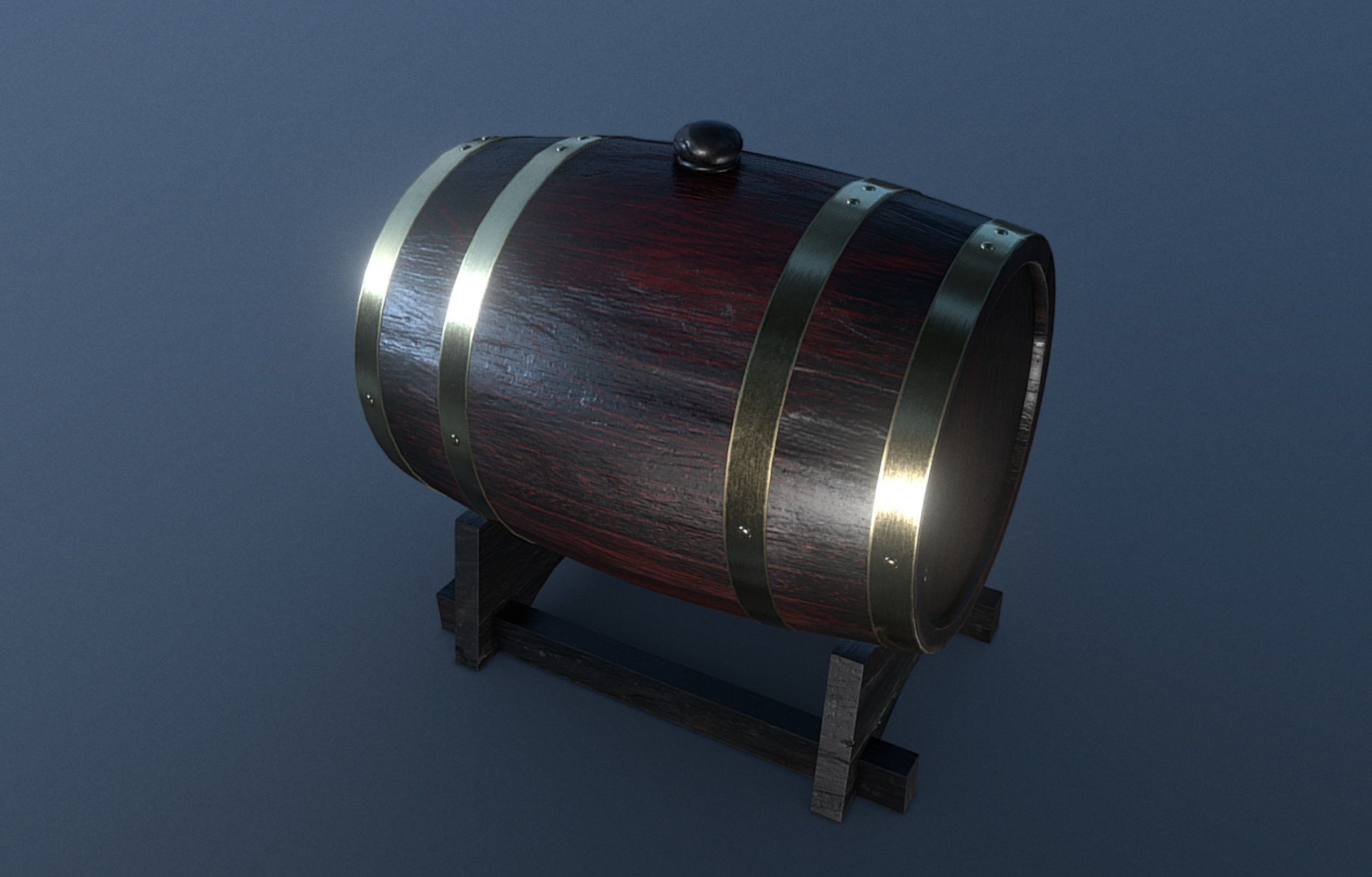 Barrel Keg Low-poly 3D model_2