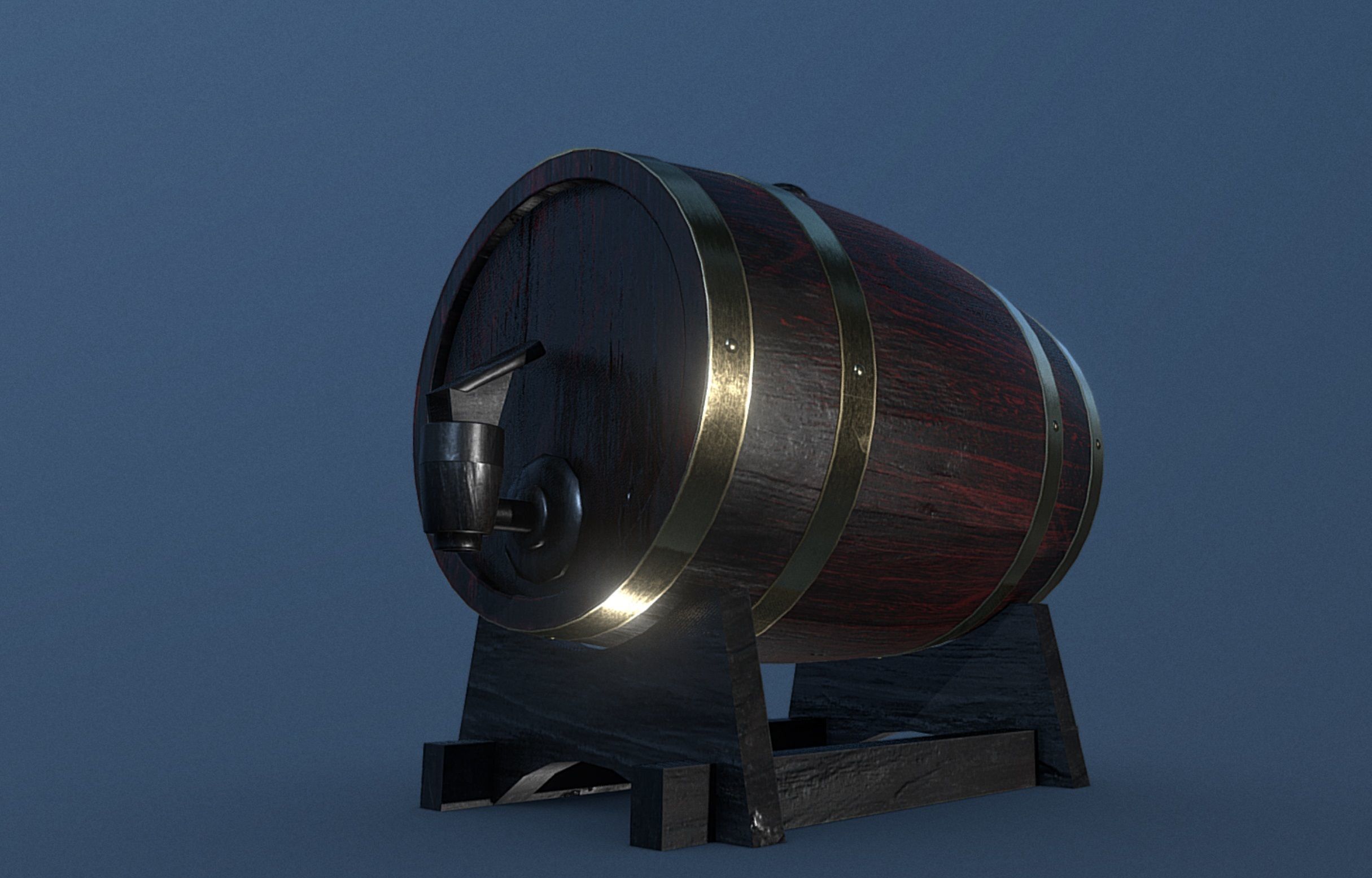 Barrel Keg Low-poly 3D model_3