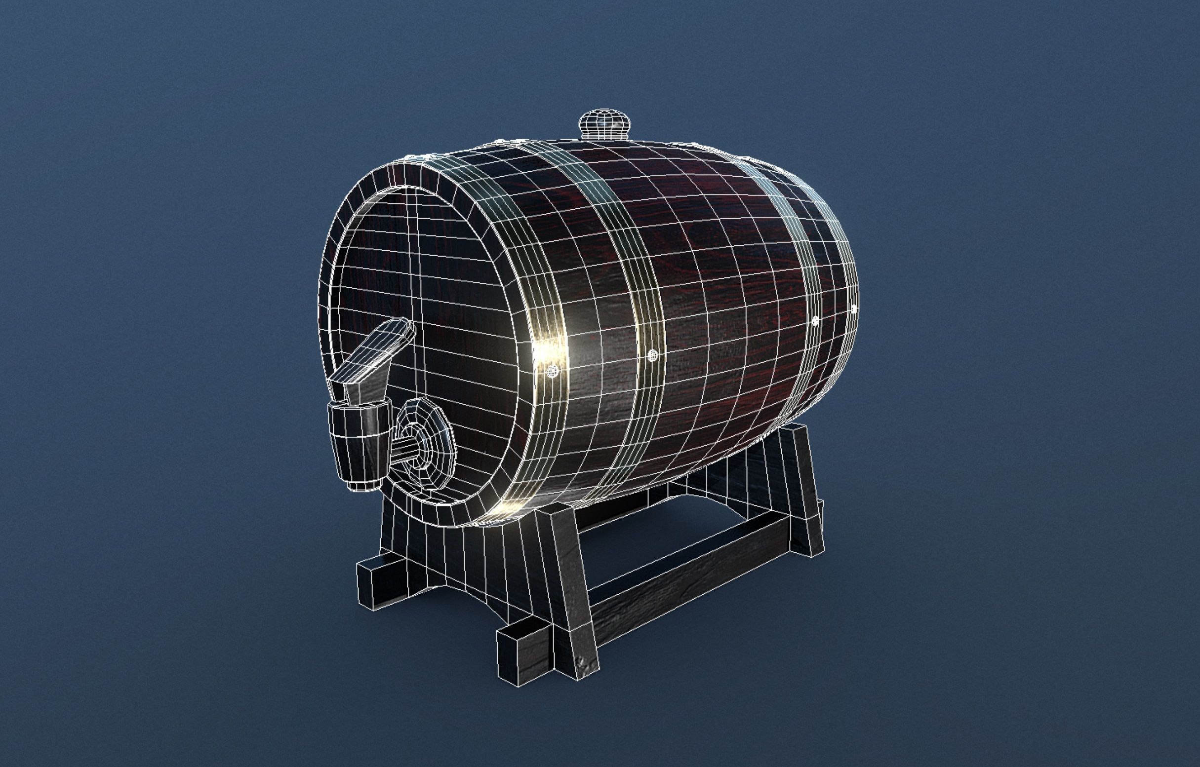 Barrel Keg Low-poly 3D model_6