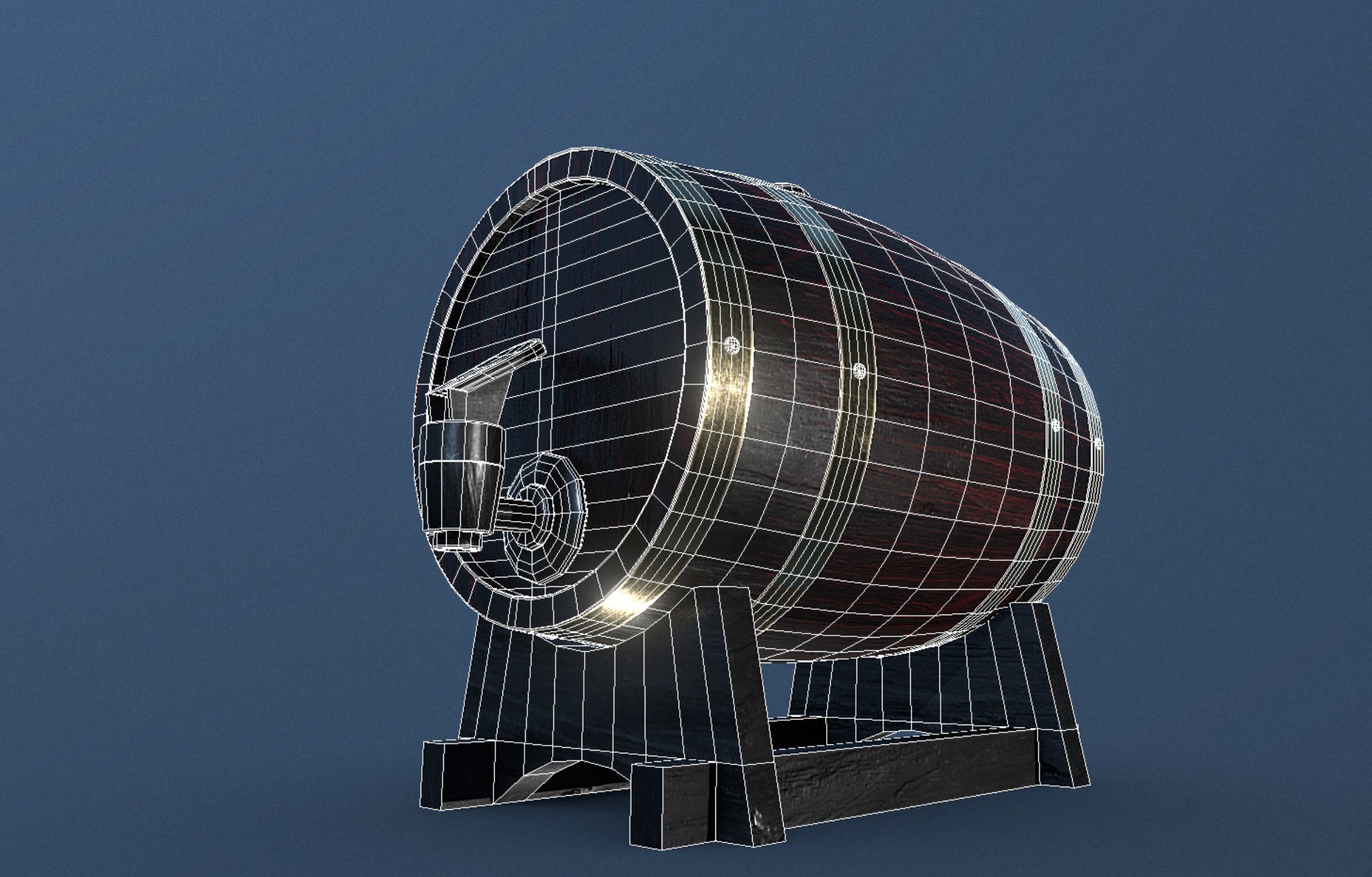 Barrel Keg Low-poly 3D model_9