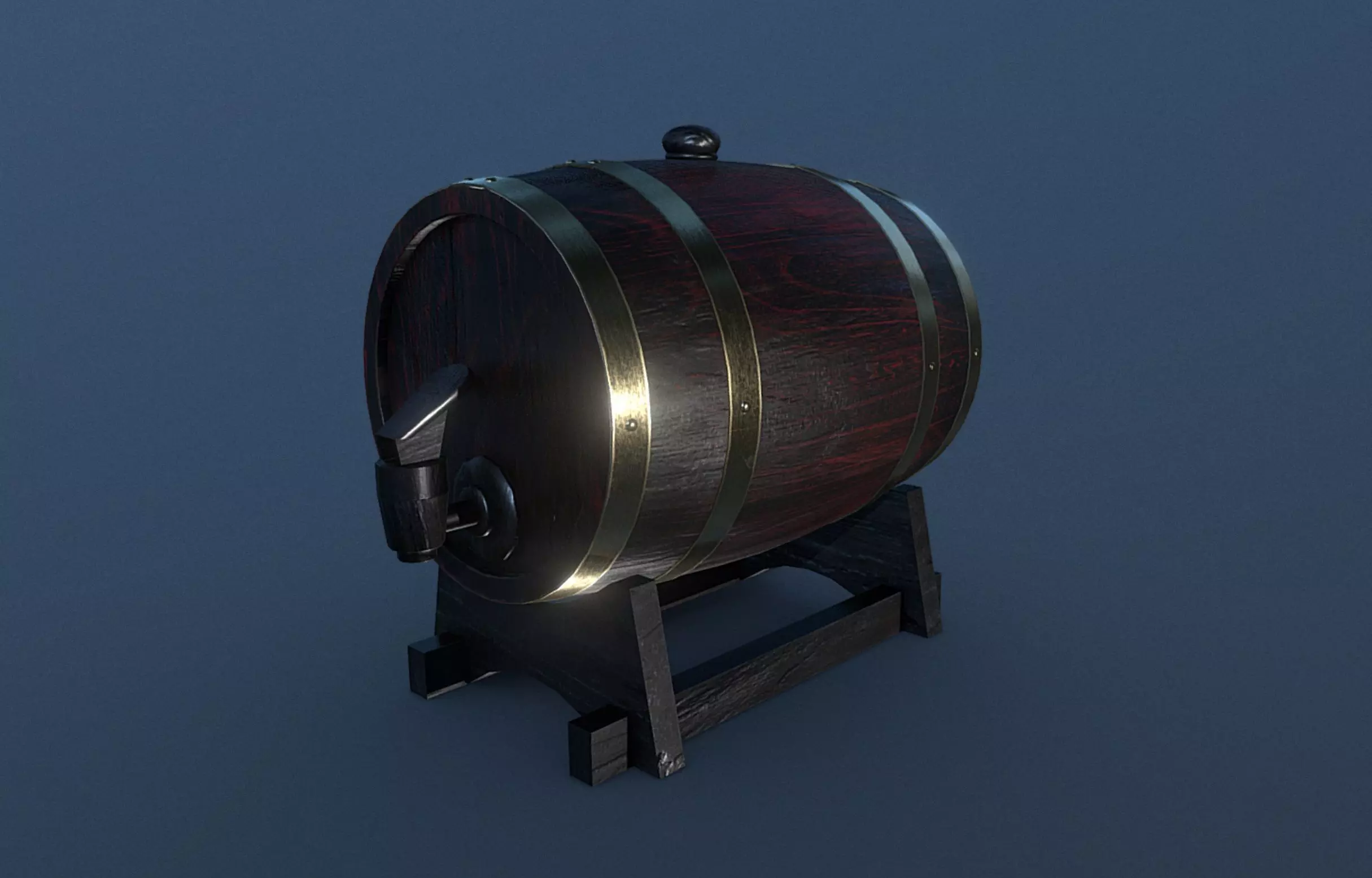 Barrel Keg Low-poly 3D model_0