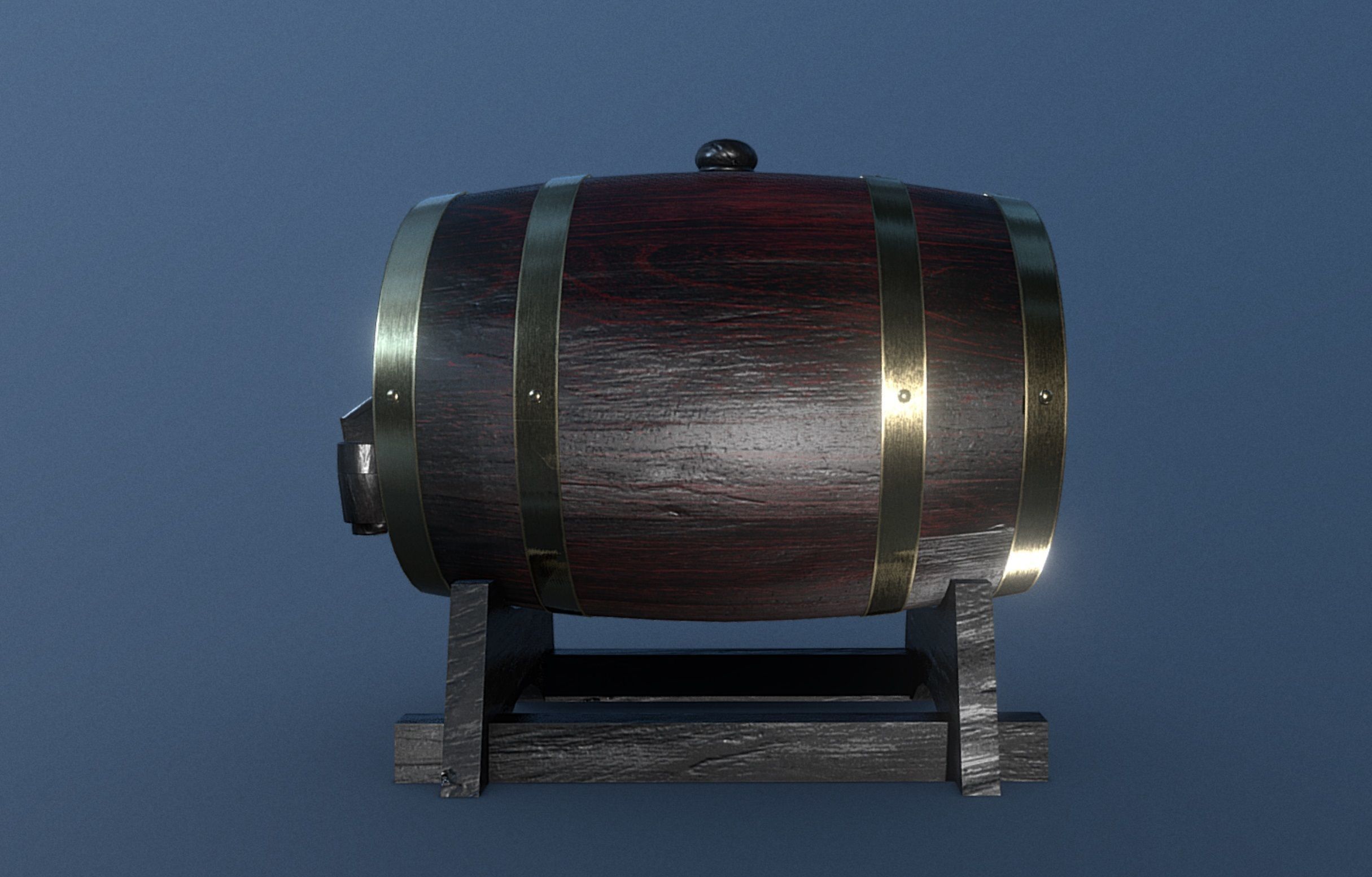Barrel Keg Low-poly 3D model_4