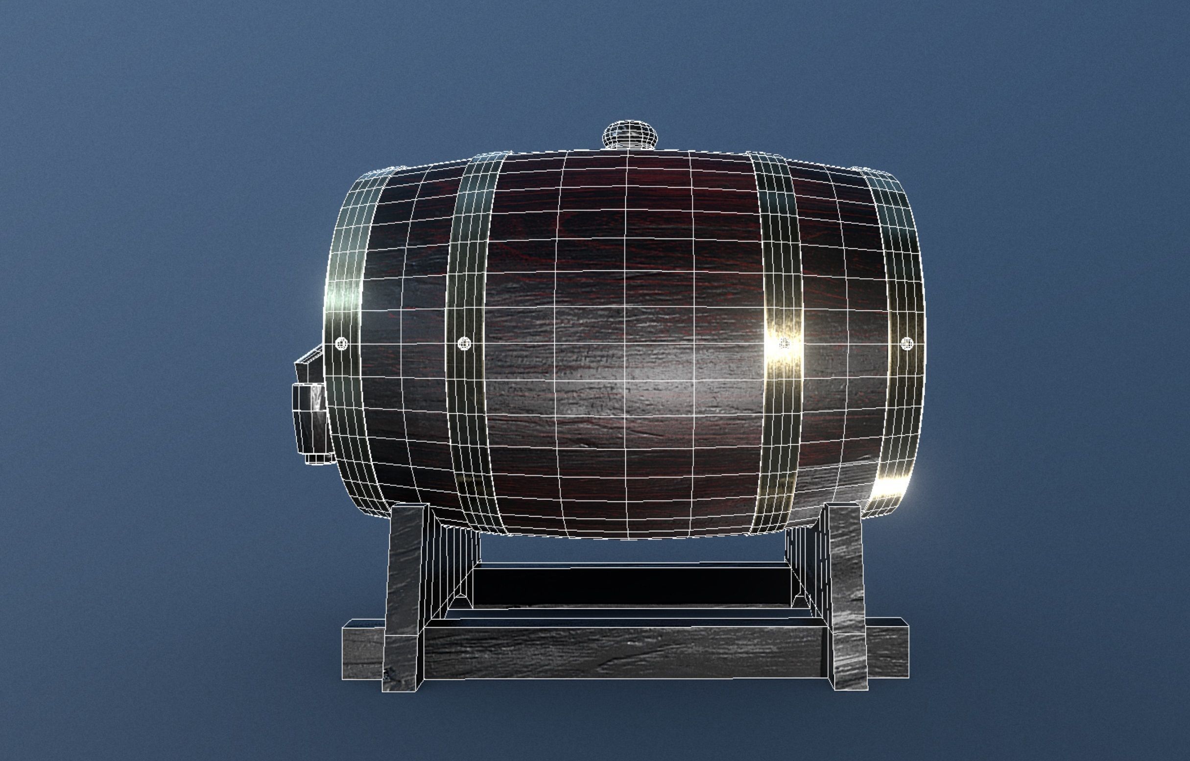 Barrel Keg Low-poly 3D model_10