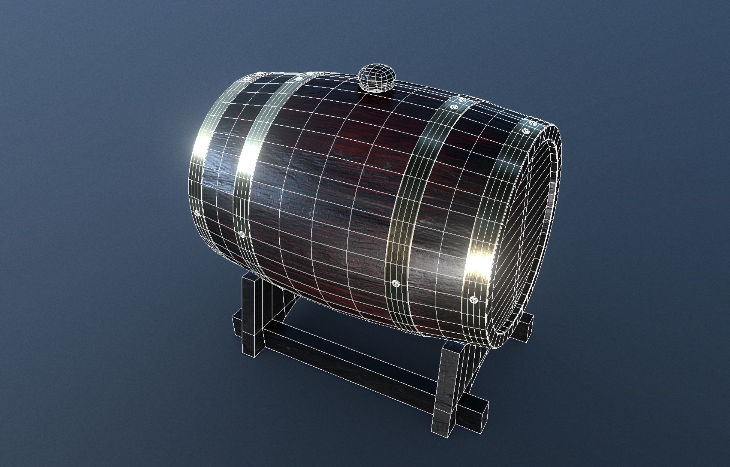 Barrel Keg Low-poly 3D model_8