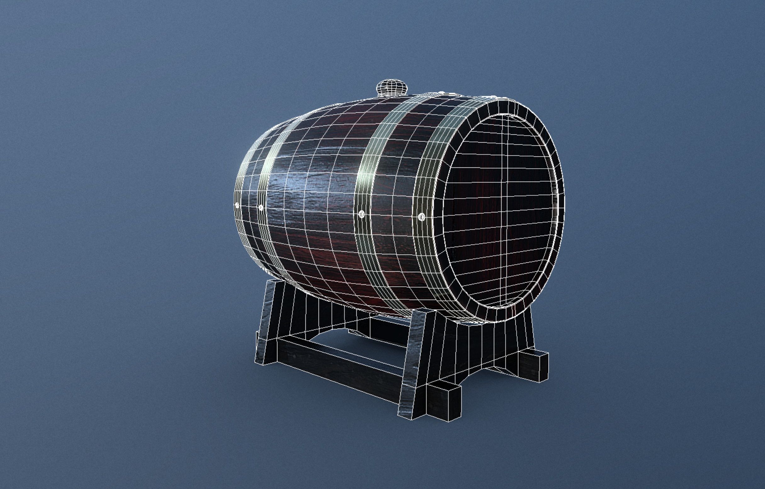 Barrel Keg Low-poly 3D model_7