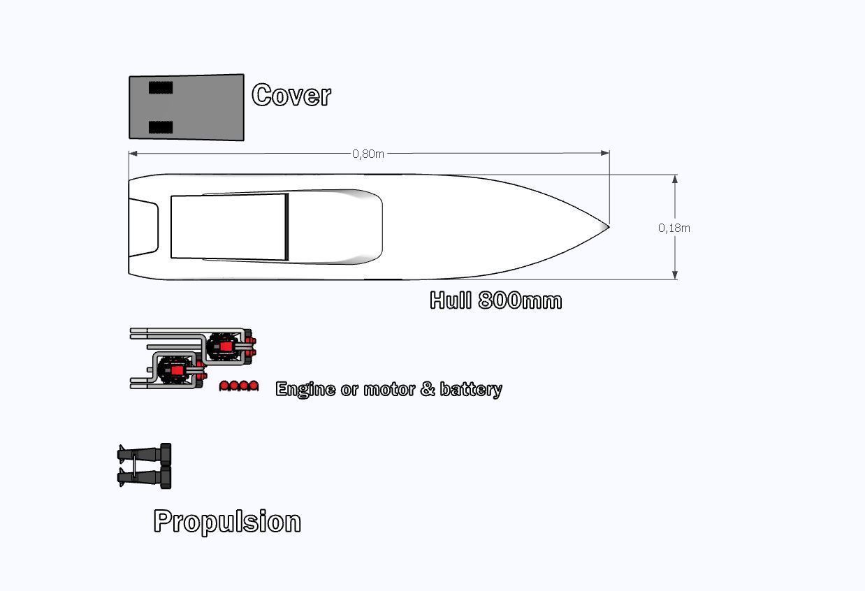 RC boat 800 mm lentgh 3D print model_7