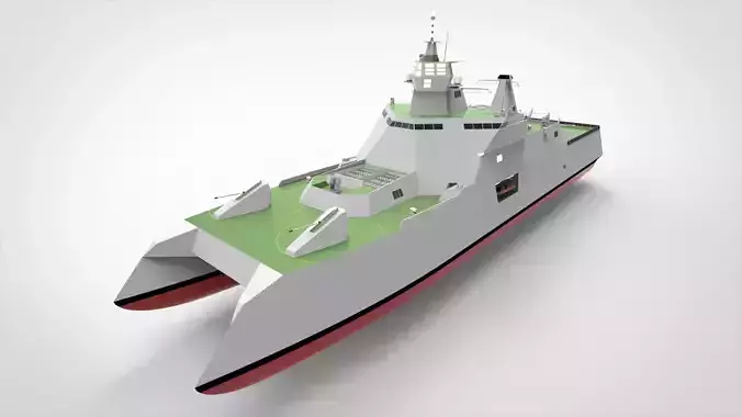 Catamaran destroyer ship 3D model