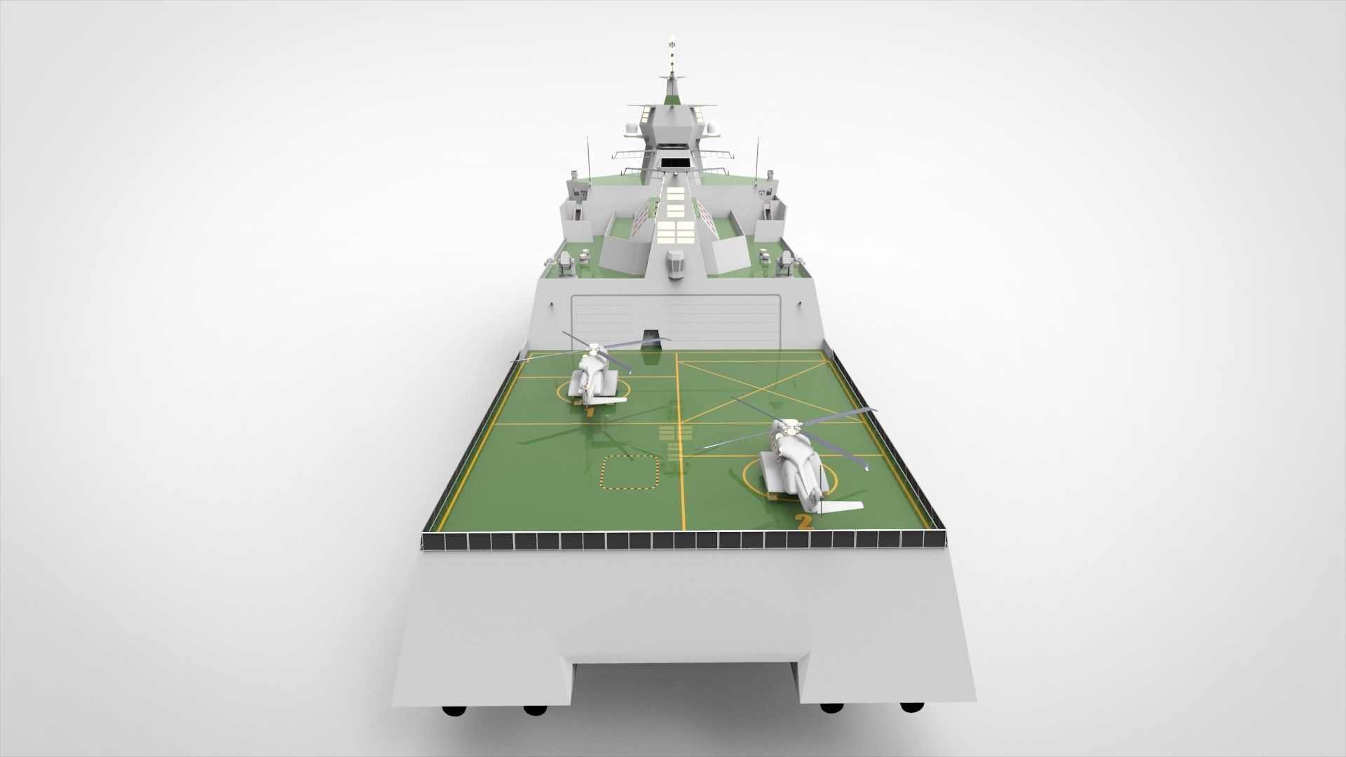 Catamaran destroyer ship 3D model_1