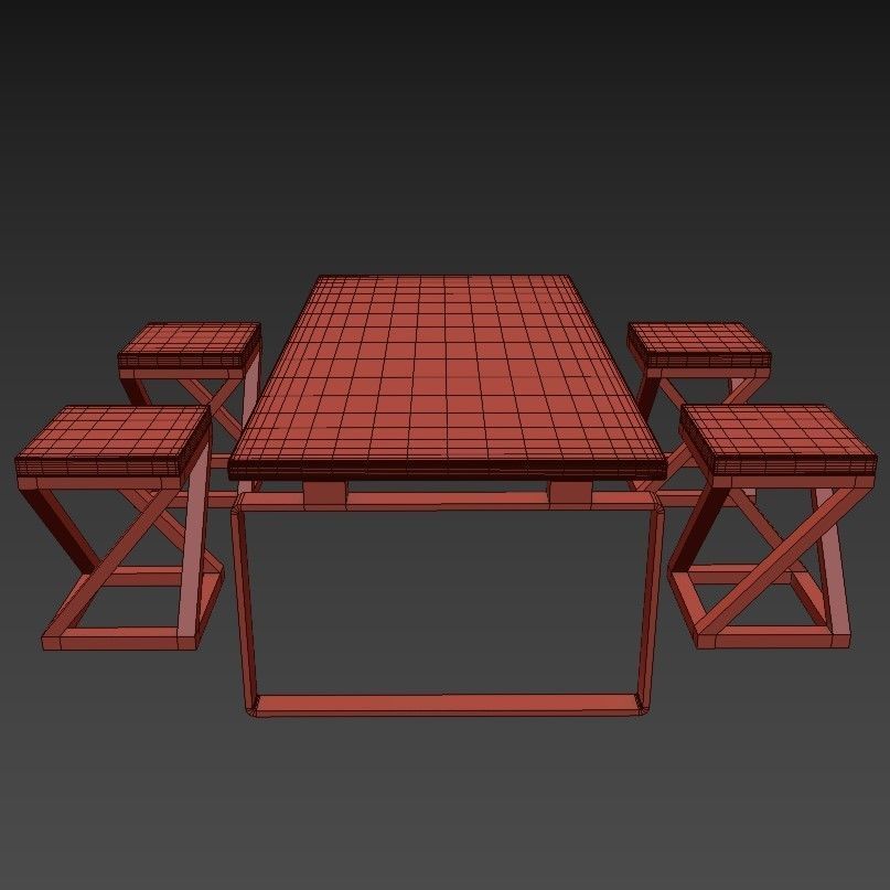 Loft Dining Set 3D model_2
