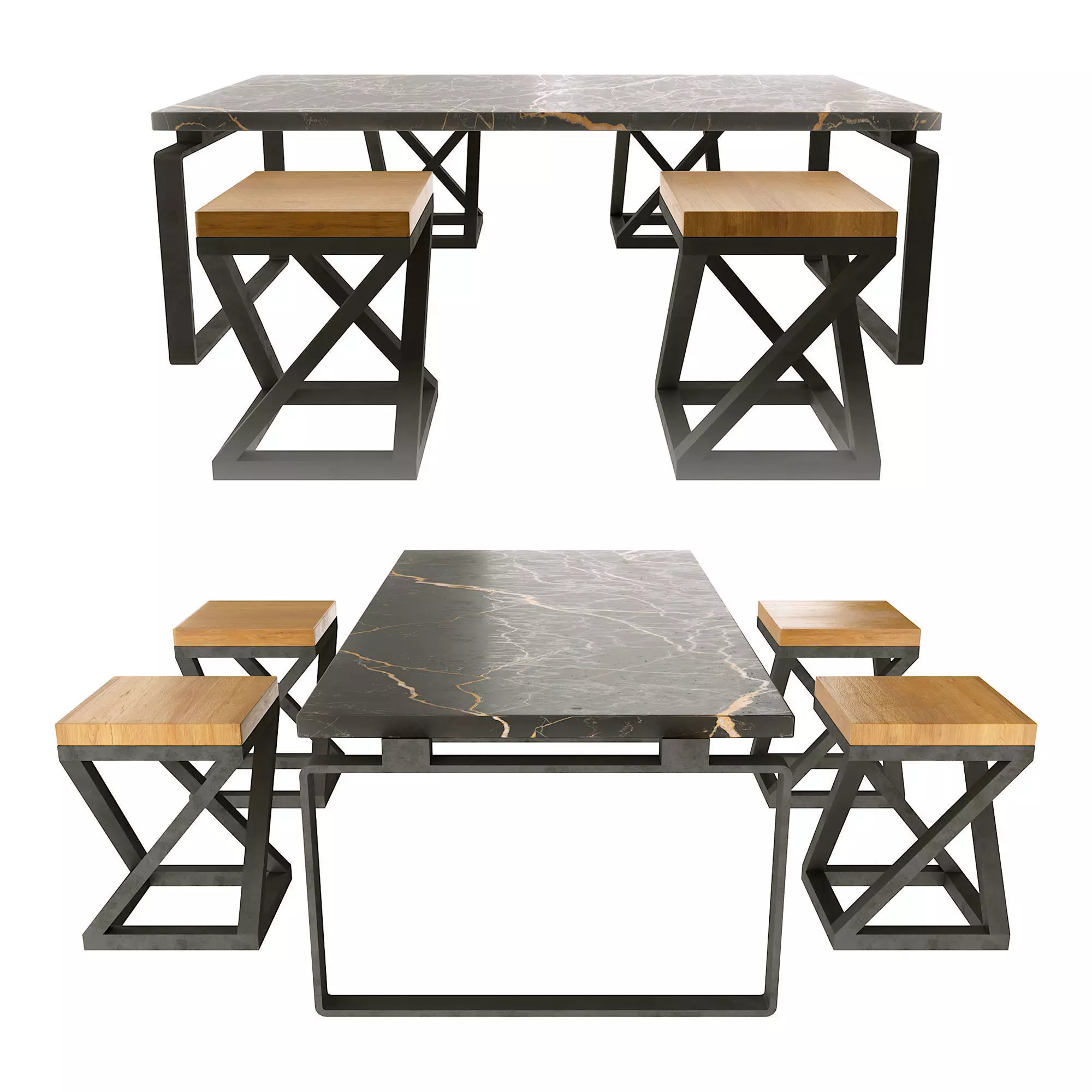 Loft Dining Set 3D model_0