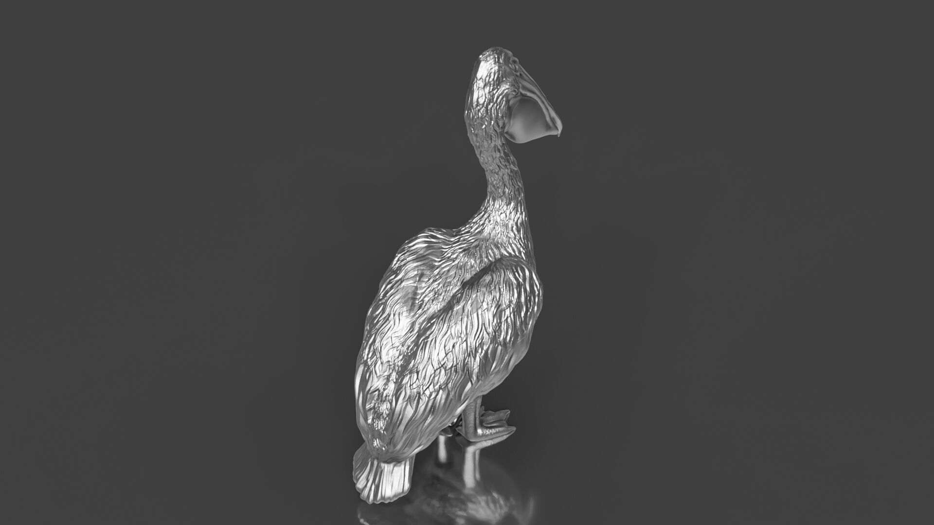 Silver Pelican Statue 3D print model_5