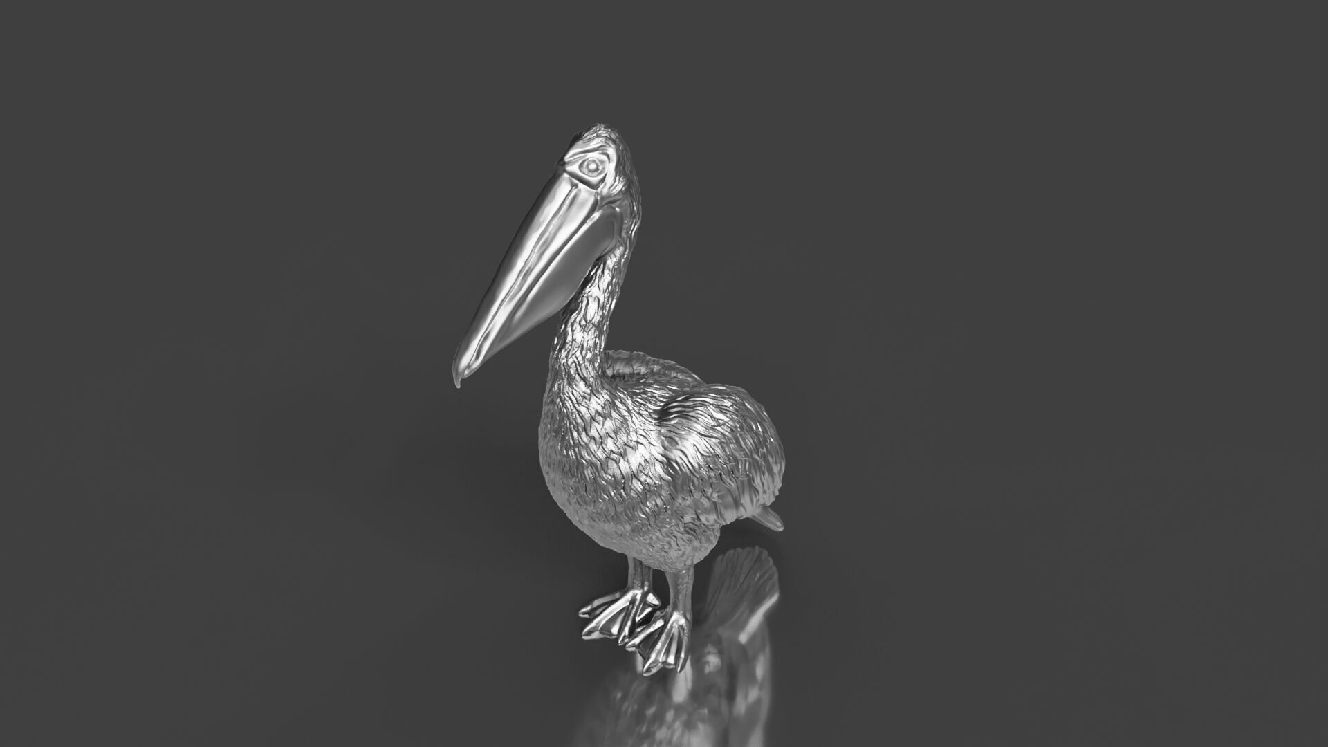 Silver Pelican Statue 3D print model_1