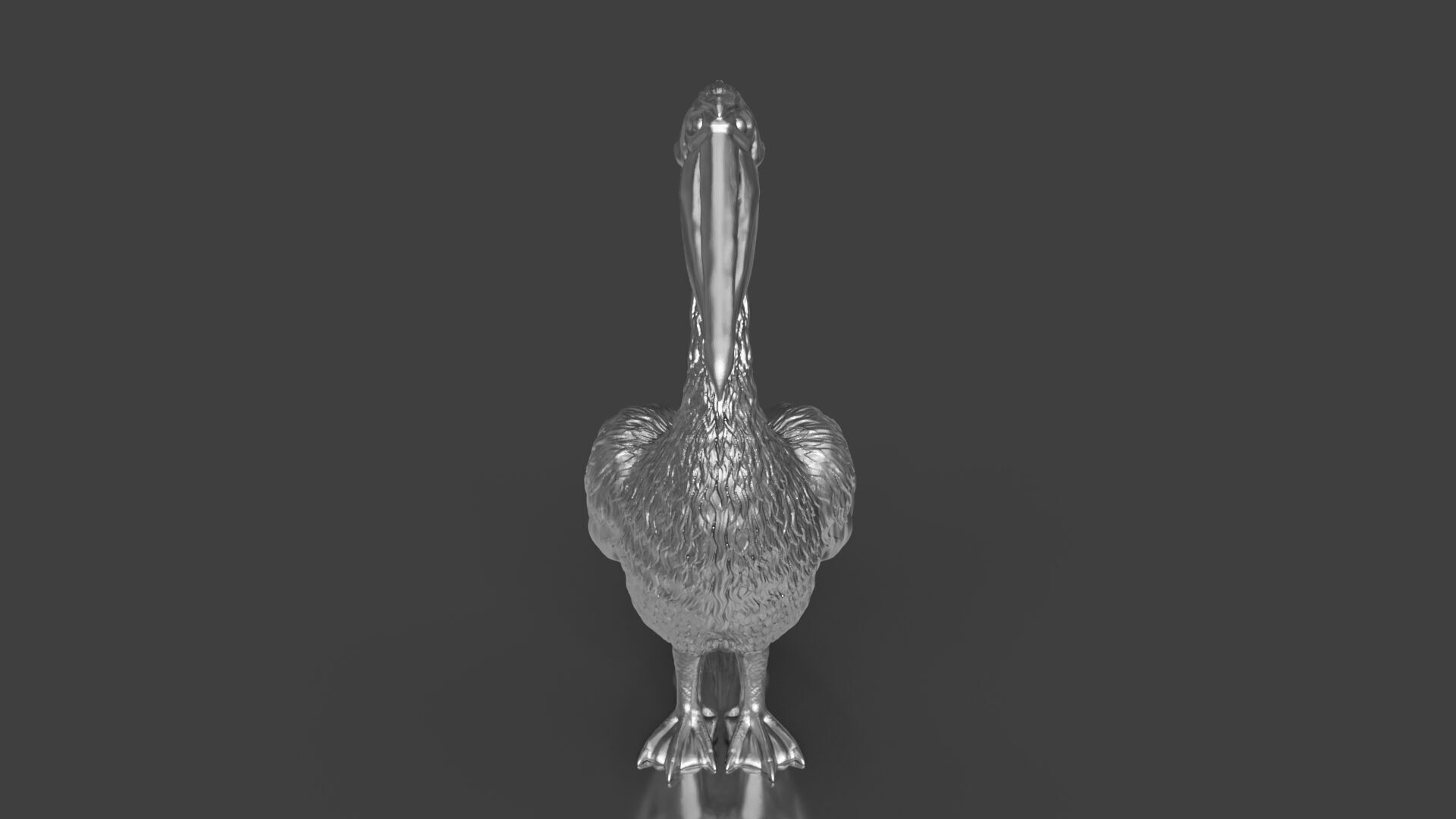 Silver Pelican Statue 3D print model_2