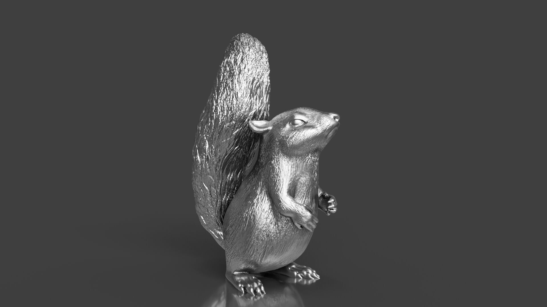 Silver Standing Squirrel 3D print model_3