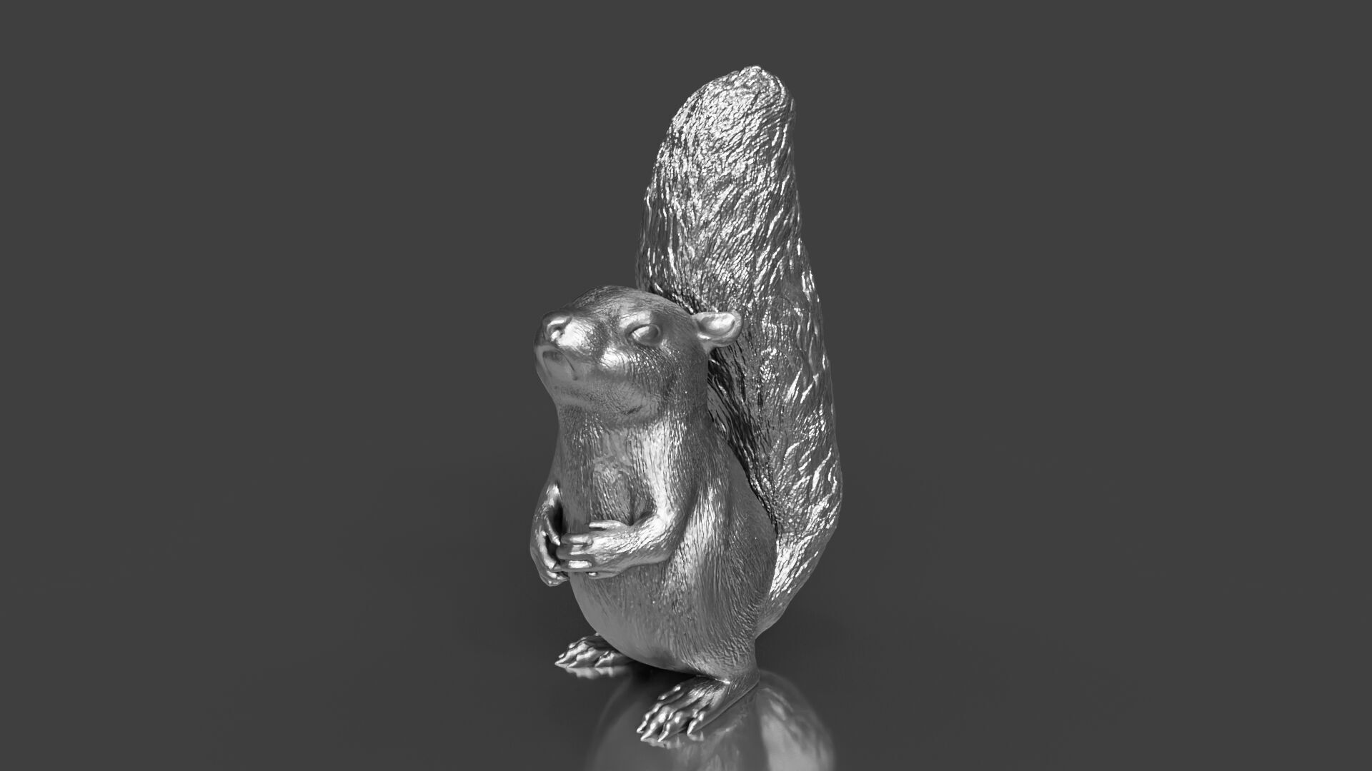 Silver Standing Squirrel 3D print model_1