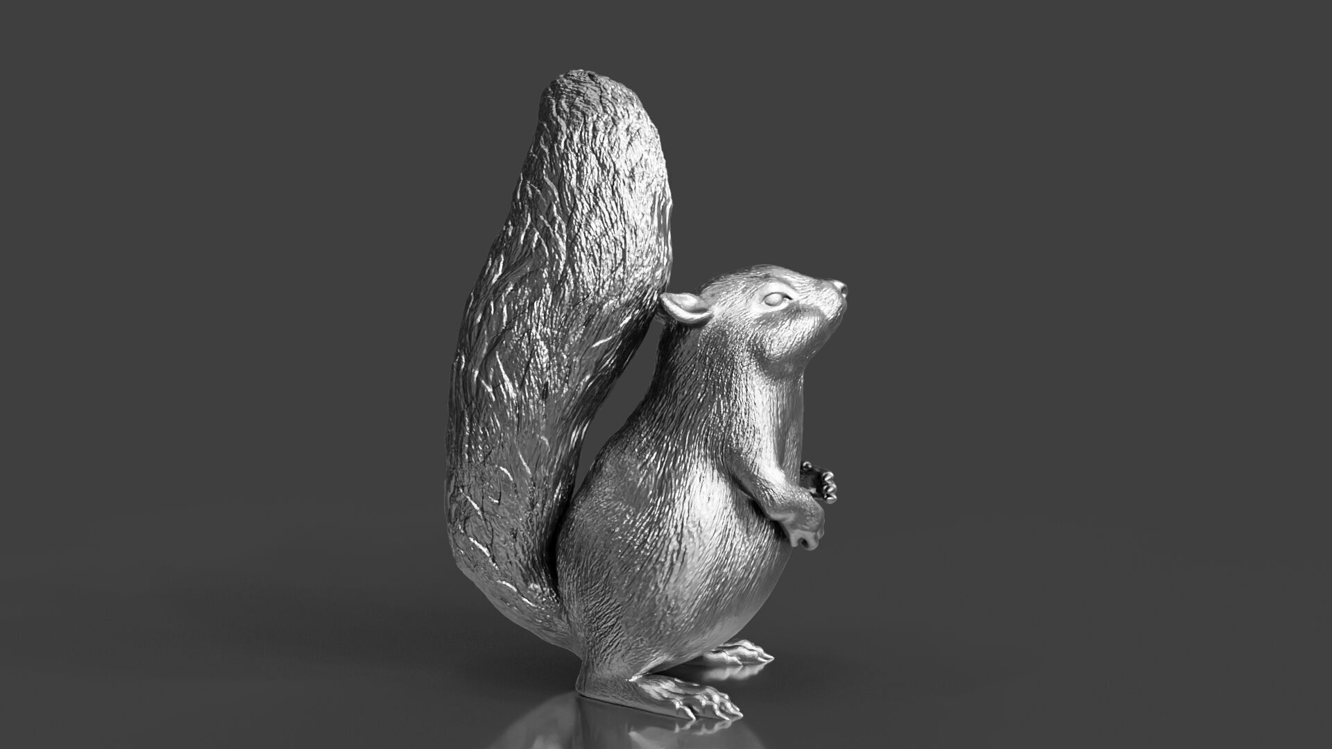Silver Standing Squirrel 3D print model_4