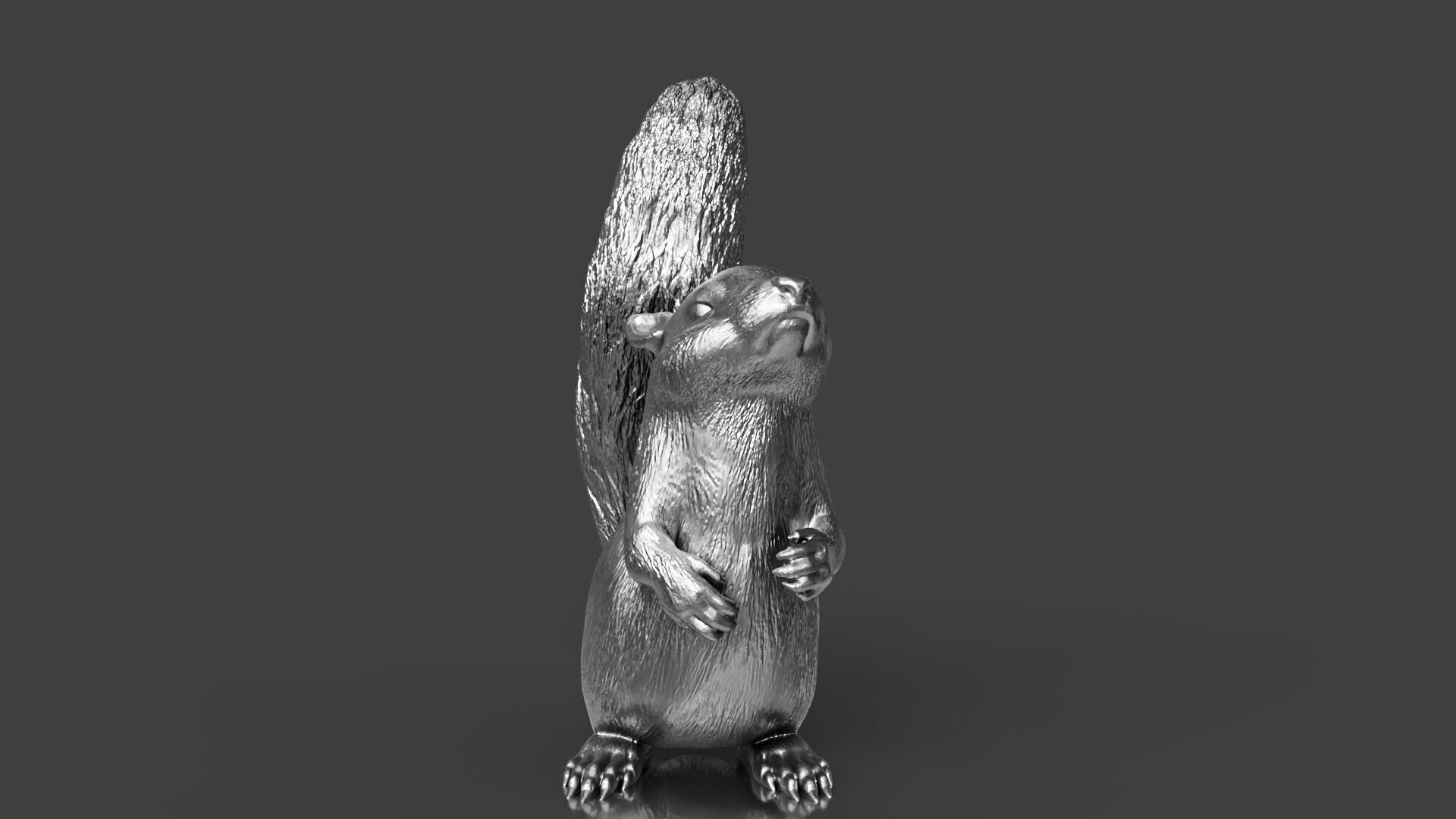 Silver Standing Squirrel 3D print model_2