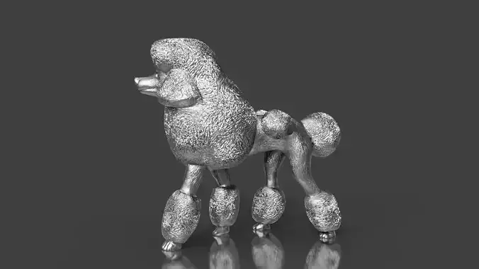 Silver Poodle Dog Statue